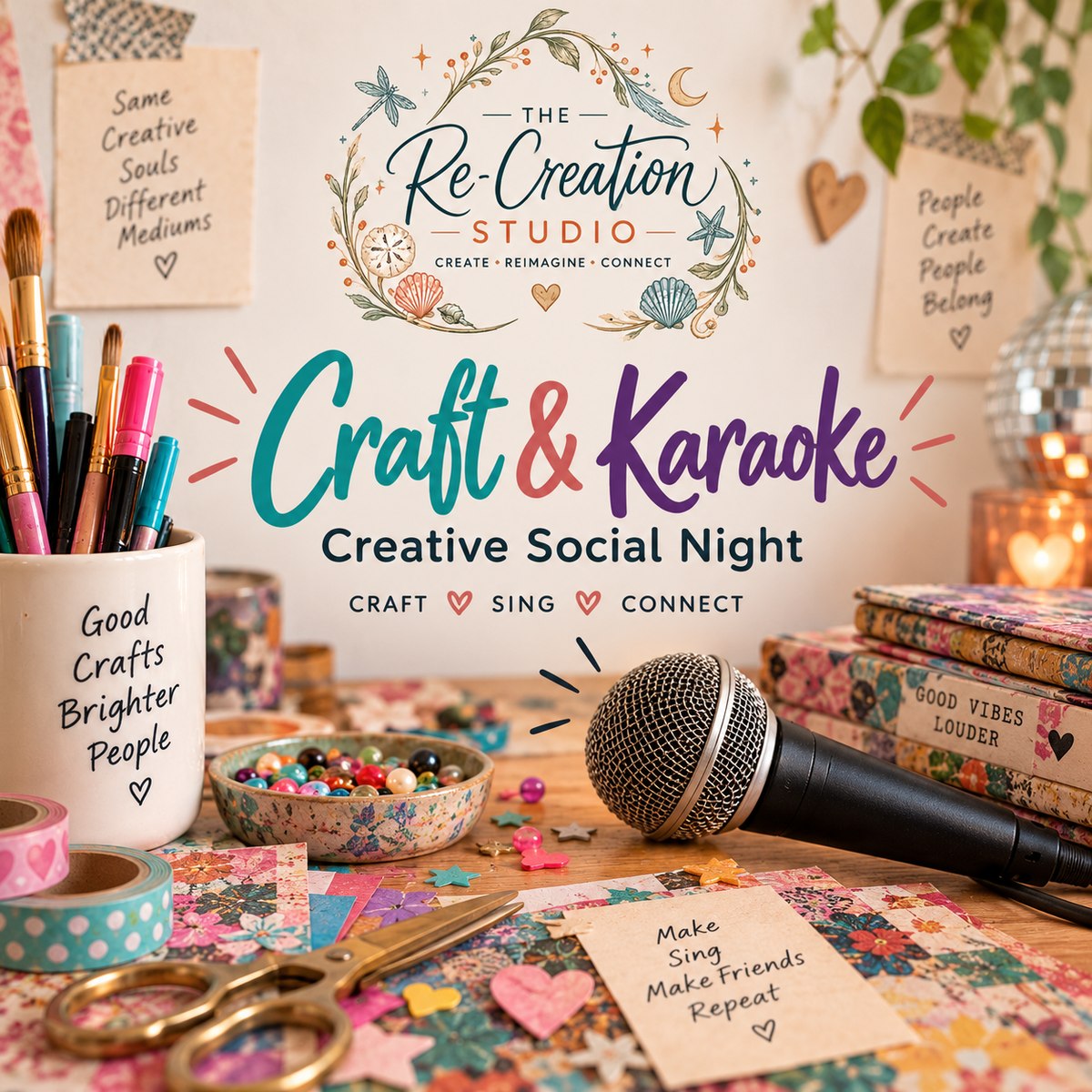 Craft & Karaoke π€ | Creative Social Night #1 | Saturday, September 26 @ 7β10 PM