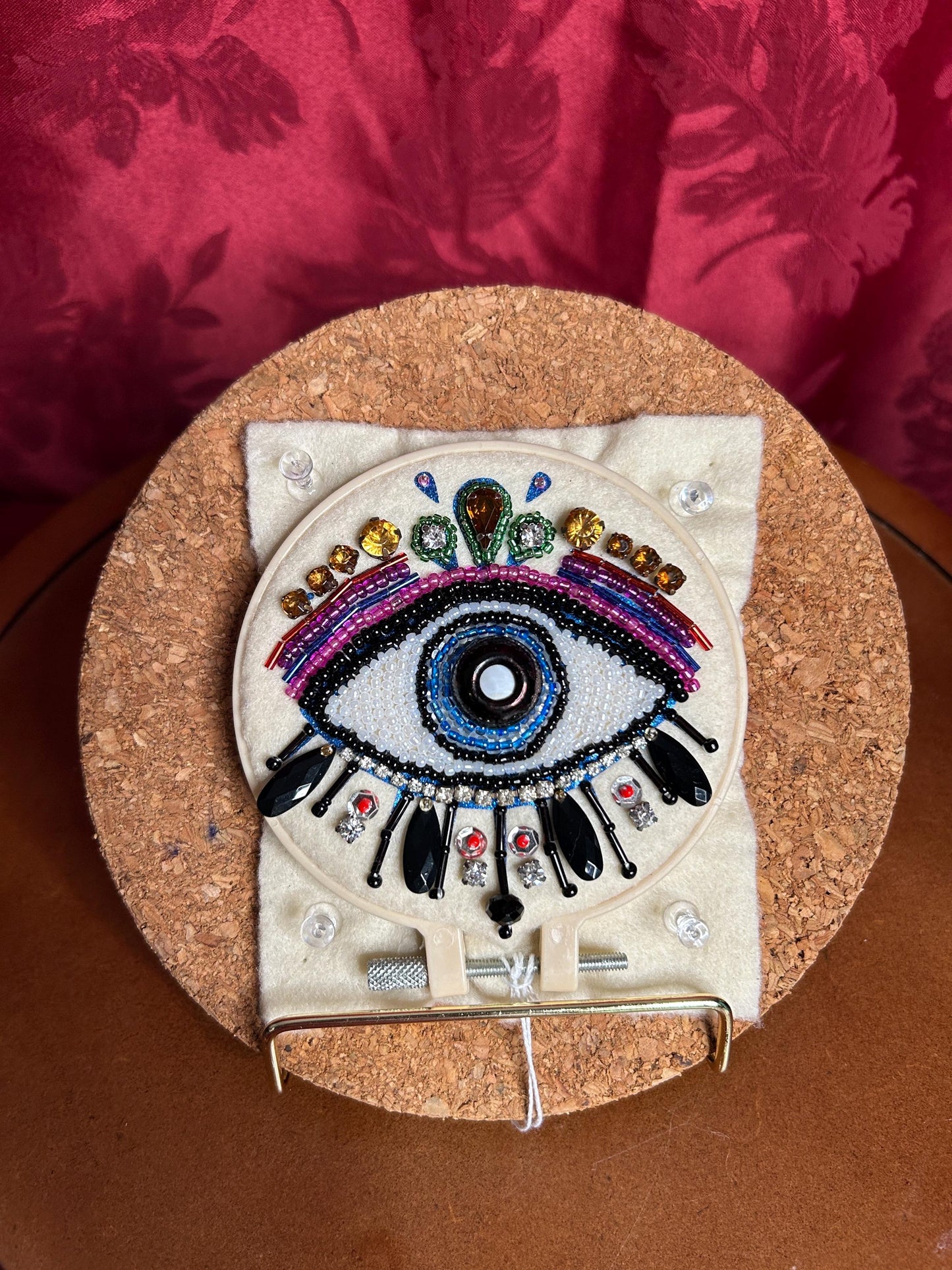 Handmade Evil Eye Beaded Patch | Upcycled Sew-On Applique