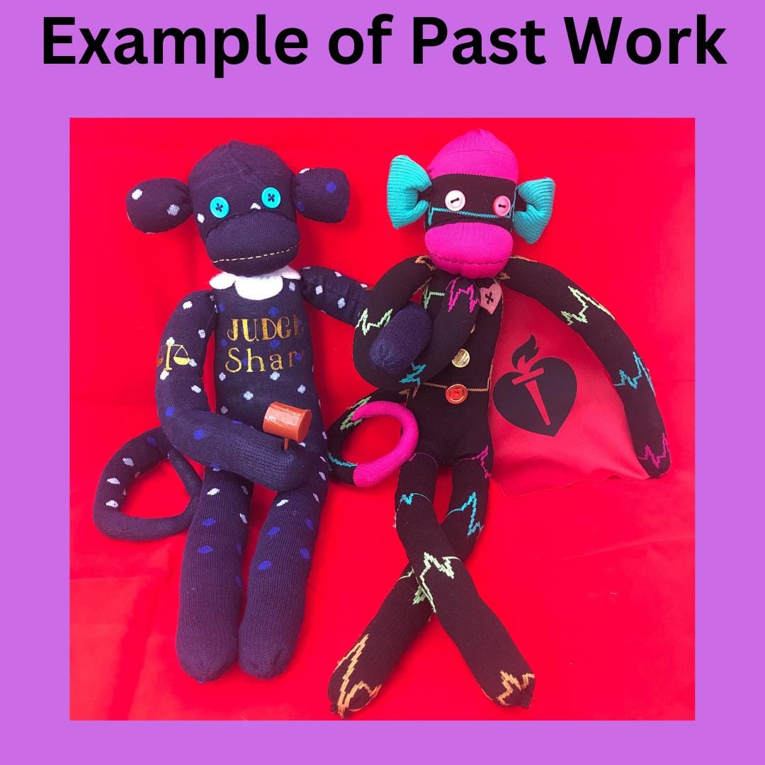 A Custom Handmade Sock Monkey - Personalized One-of-a-Kind Gift
