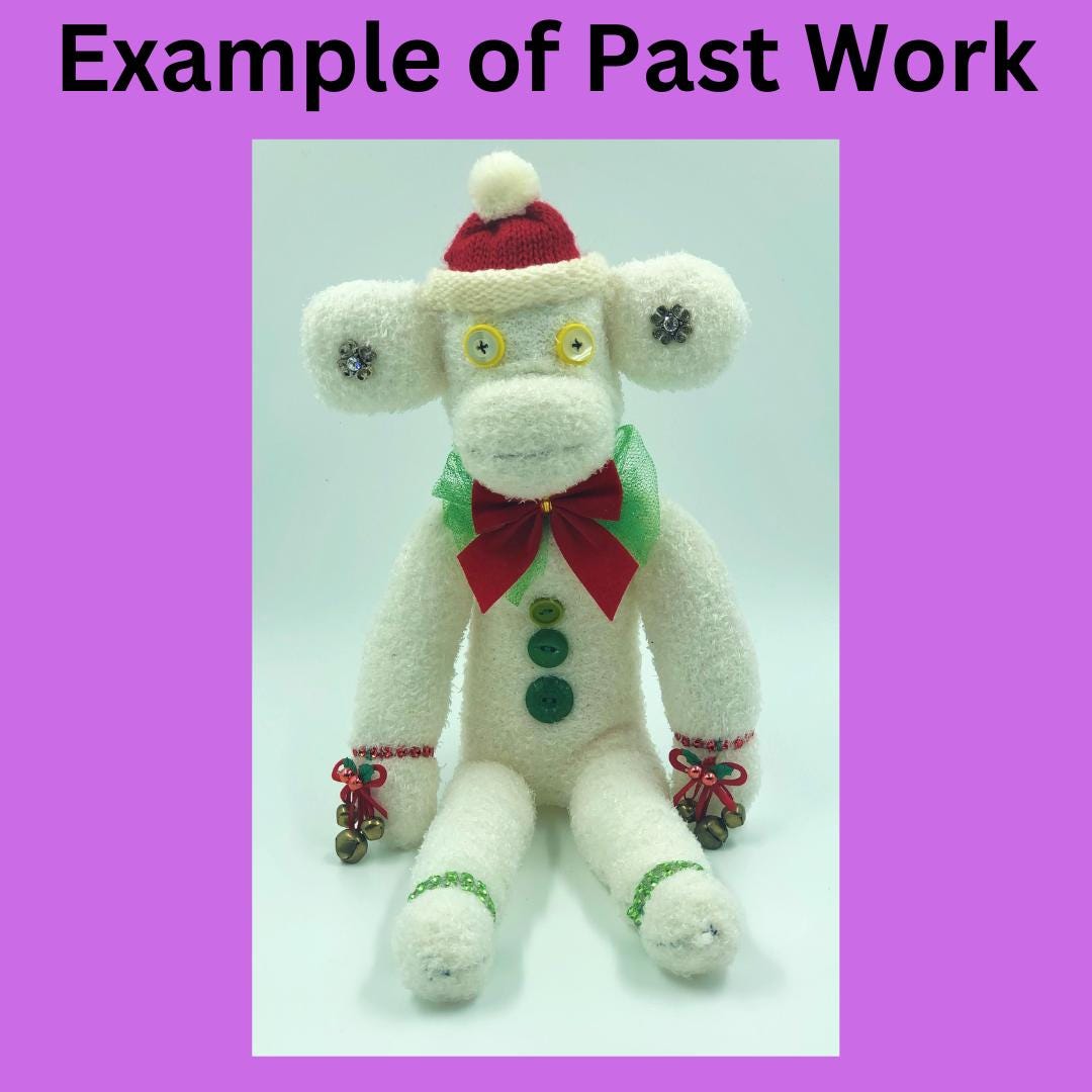 A Custom Handmade Sock Monkey - Personalized One-of-a-Kind Gift