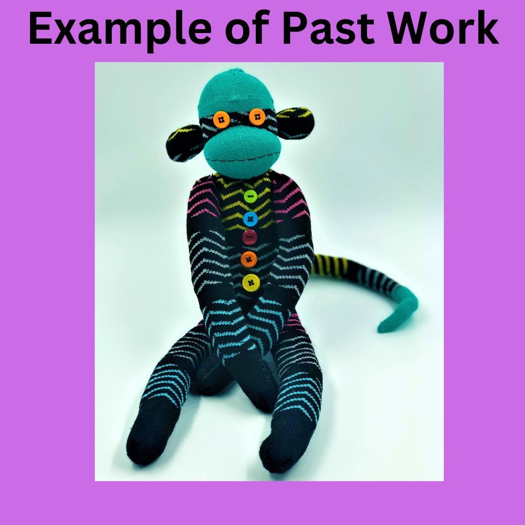 A Custom Handmade Sock Monkey - Personalized One-of-a-Kind Gift