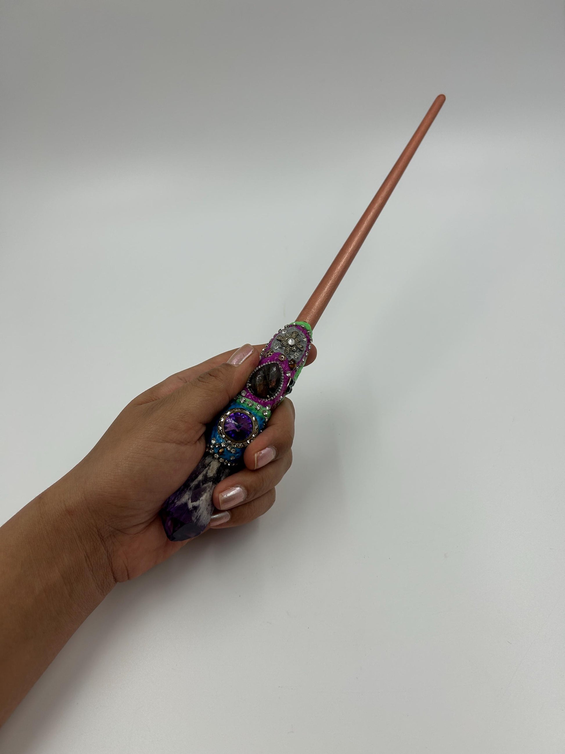 A Custom Magic Wand | Handmade Ritual Wand | Upcycled Paintbrush Handle & Crystals