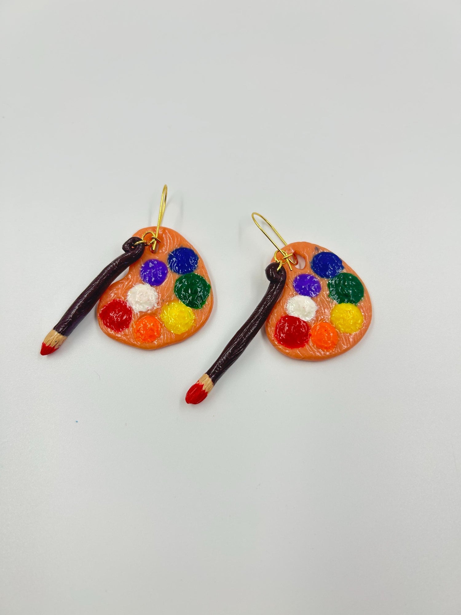 Artist’s Palette Earrings – Polymer Clay Handmade Paint Palette Jewelry
