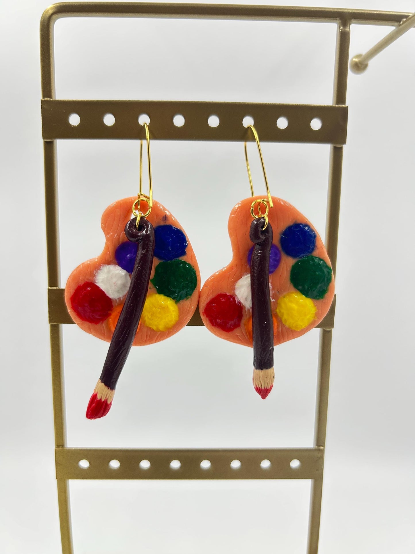 Artist’s Palette Earrings – Polymer Clay Handmade Paint Palette Jewelry