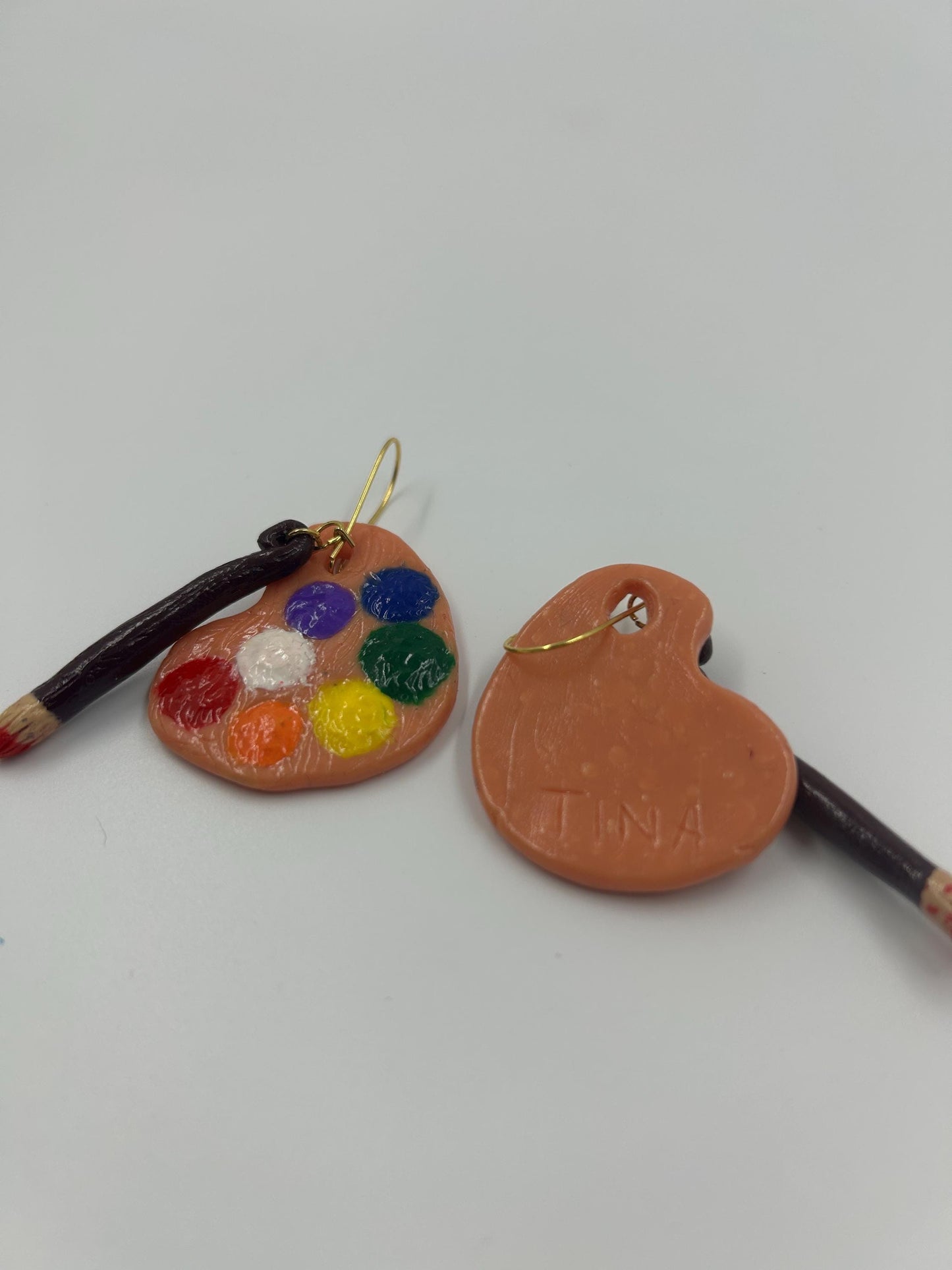 Artist’s Palette Earrings – Polymer Clay Handmade Paint Palette Jewelry