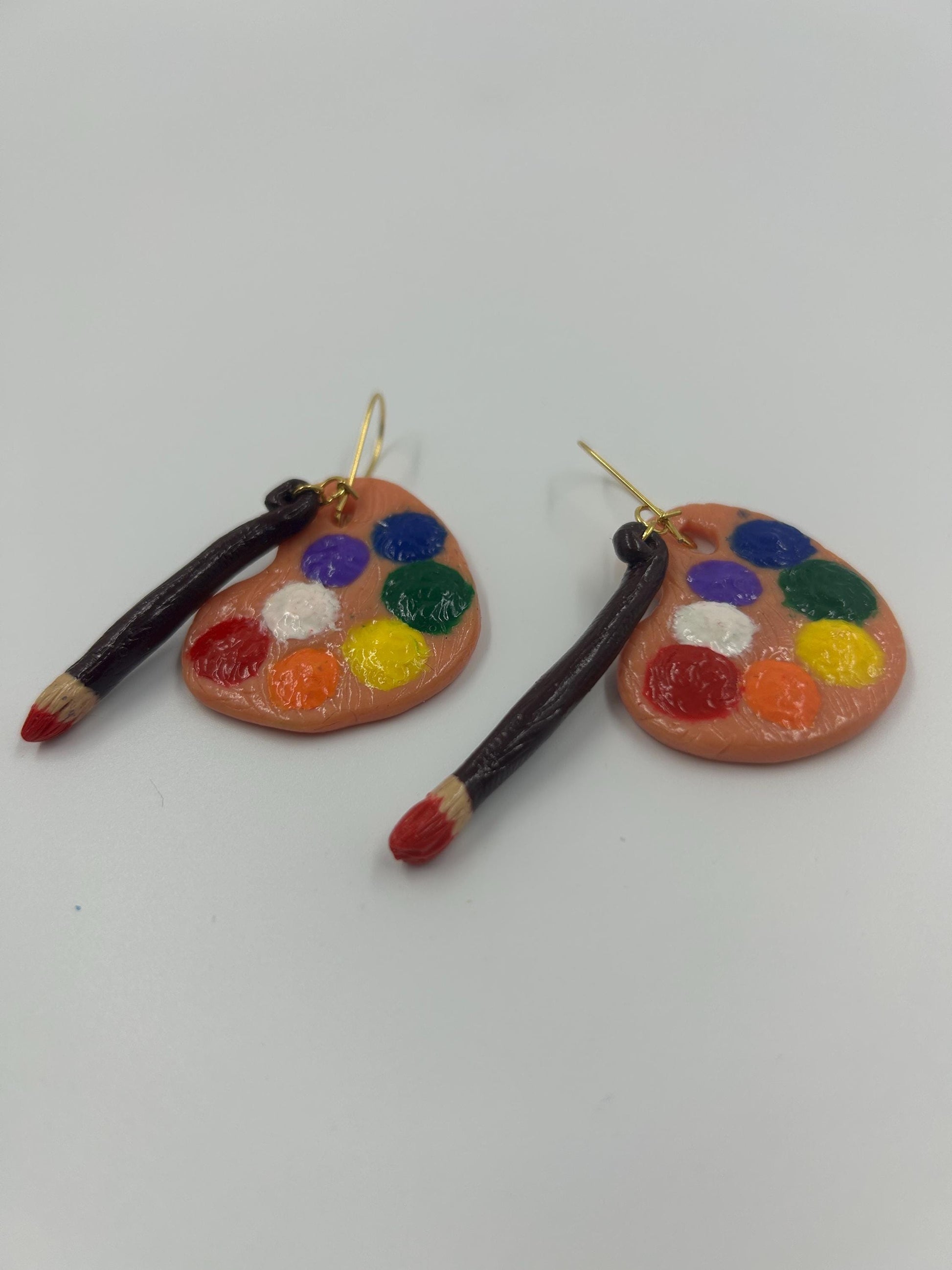 Artist’s Palette Earrings – Polymer Clay Handmade Paint Palette Jewelry