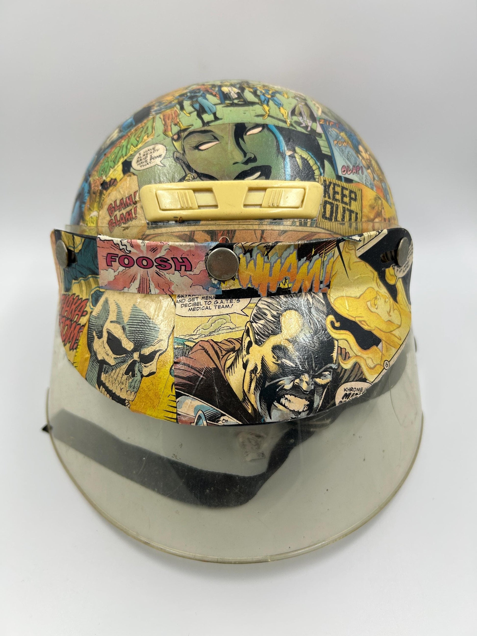 Decoupaged Comic Book Helmet | Upcycled Vintage Art
