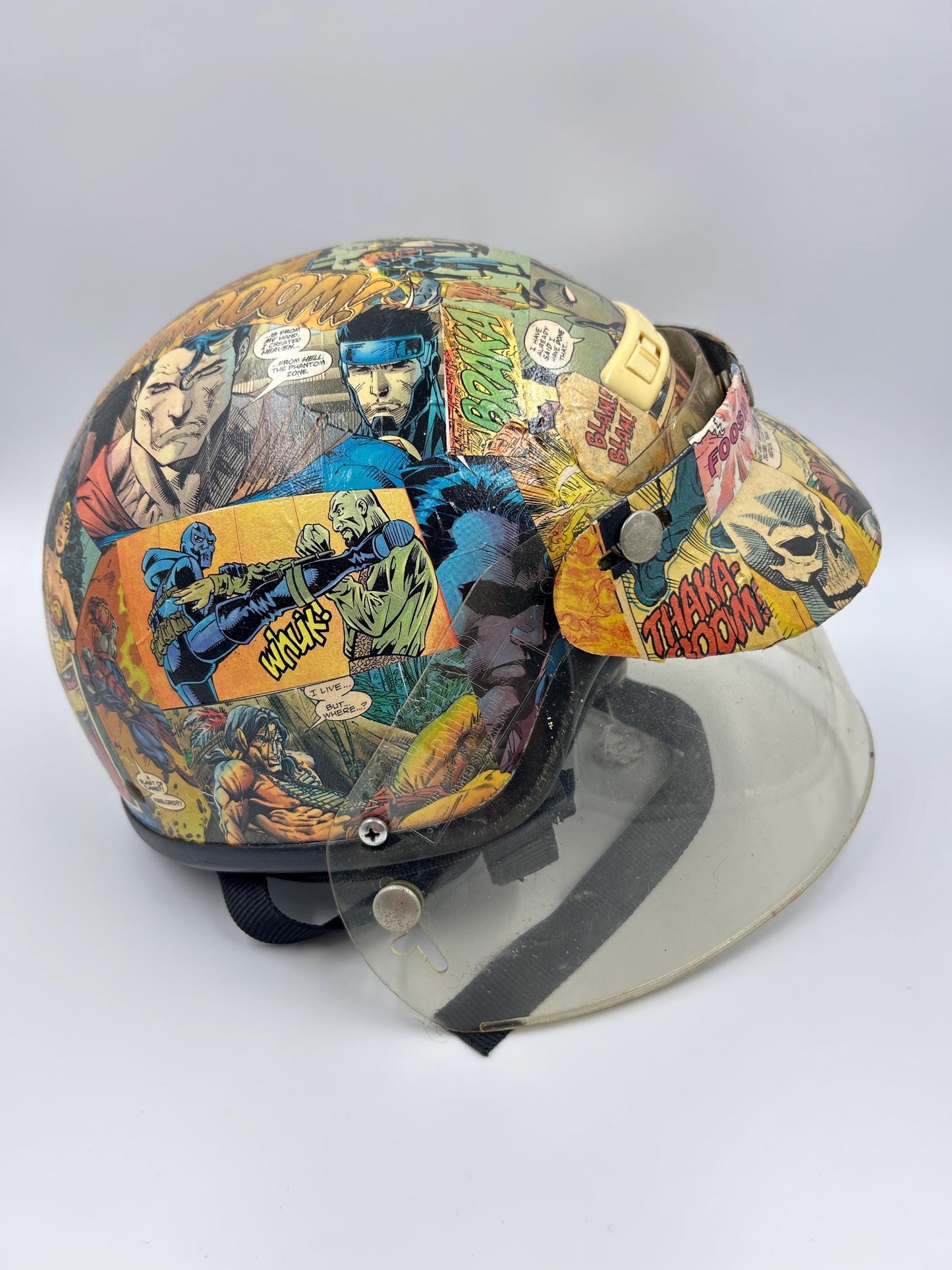 Decoupaged Comic Book Helmet | Upcycled Vintage Art