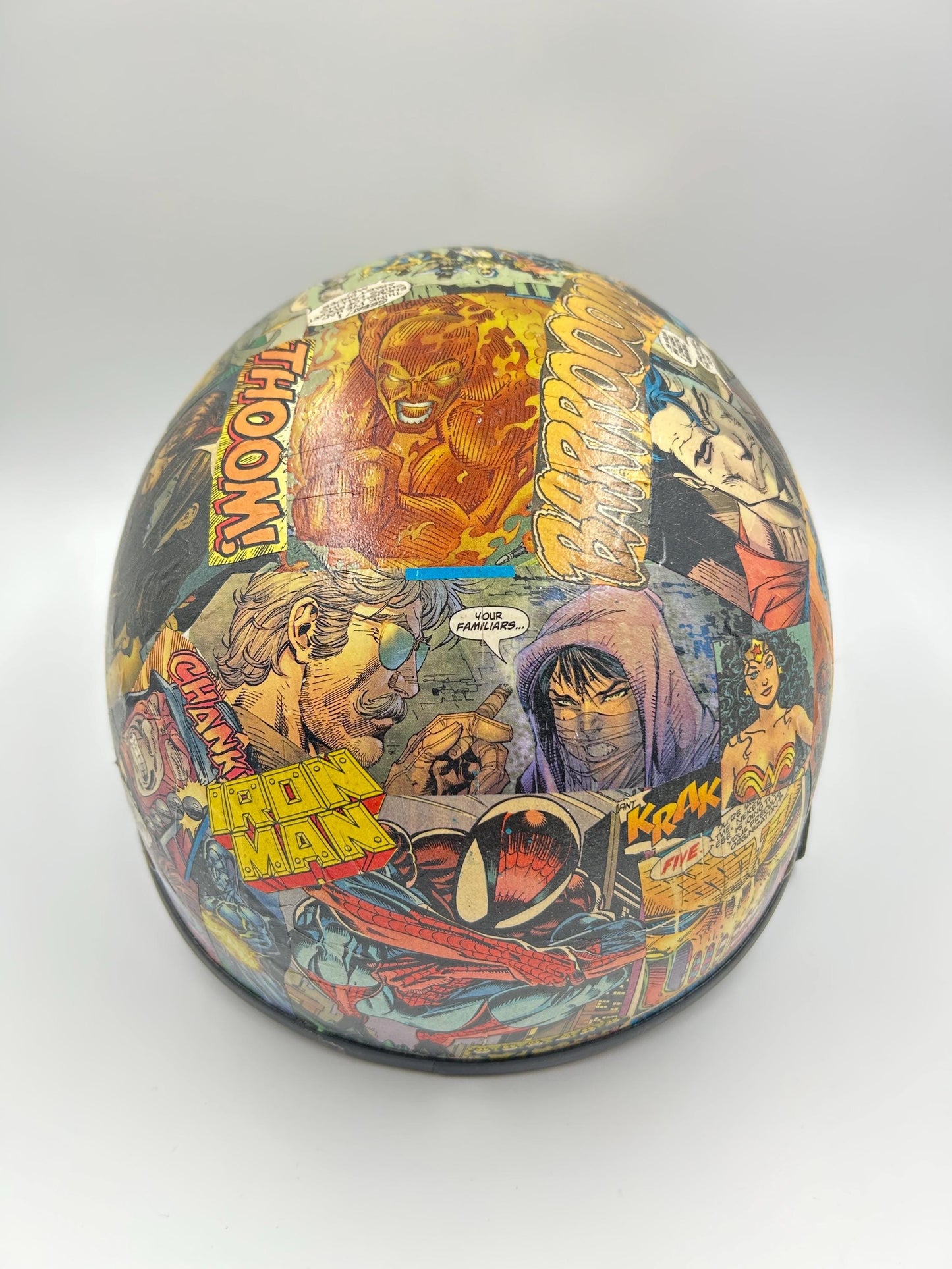 Decoupaged Comic Book Helmet | Upcycled Vintage Art