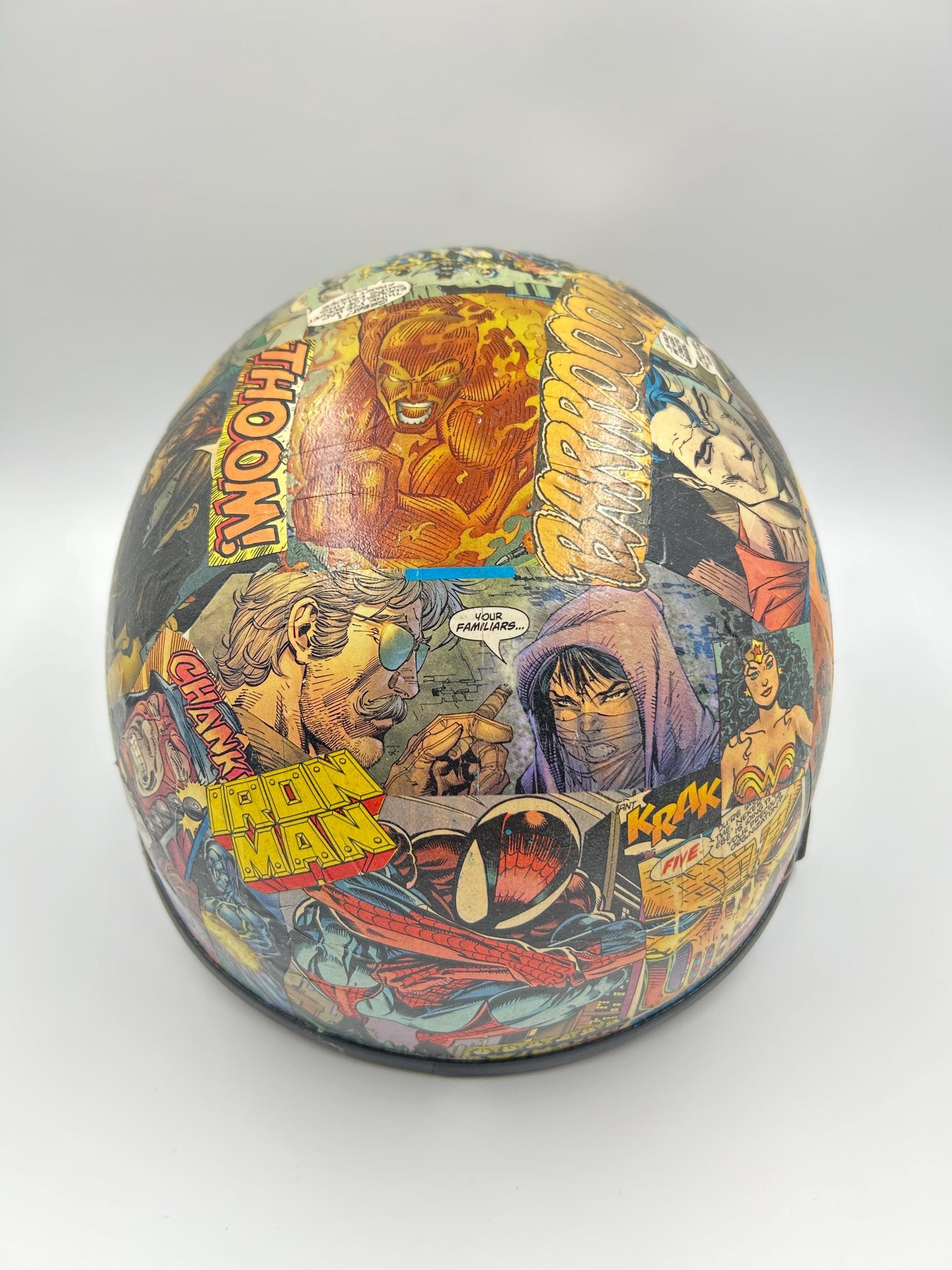 Decoupaged Comic Book Helmet | Upcycled Vintage Art