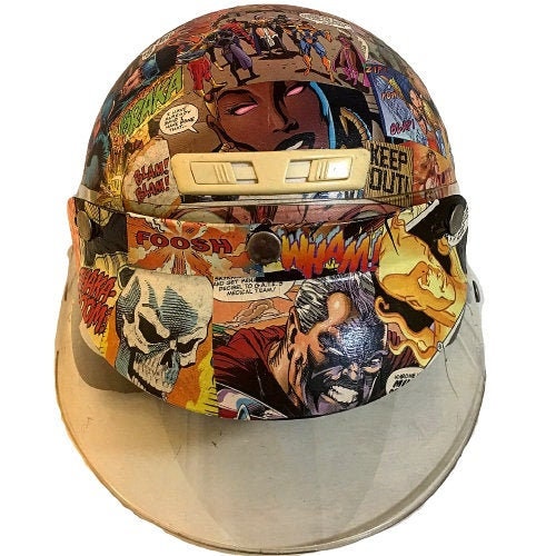 Decoupaged Comic Book Helmet | Upcycled Vintage Art