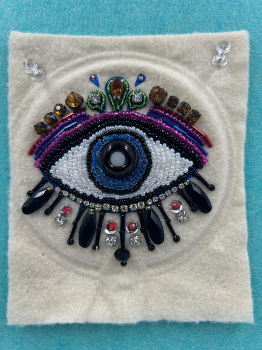 Handmade Evil Eye Beaded Patch | Upcycled Sew-On Applique