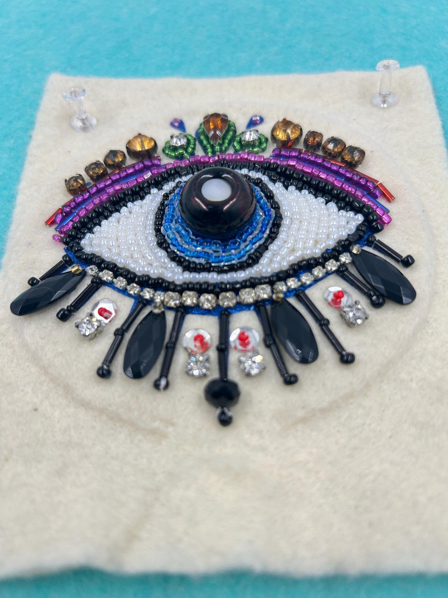 Handmade Evil Eye Beaded Patch | Upcycled Sew-On Applique