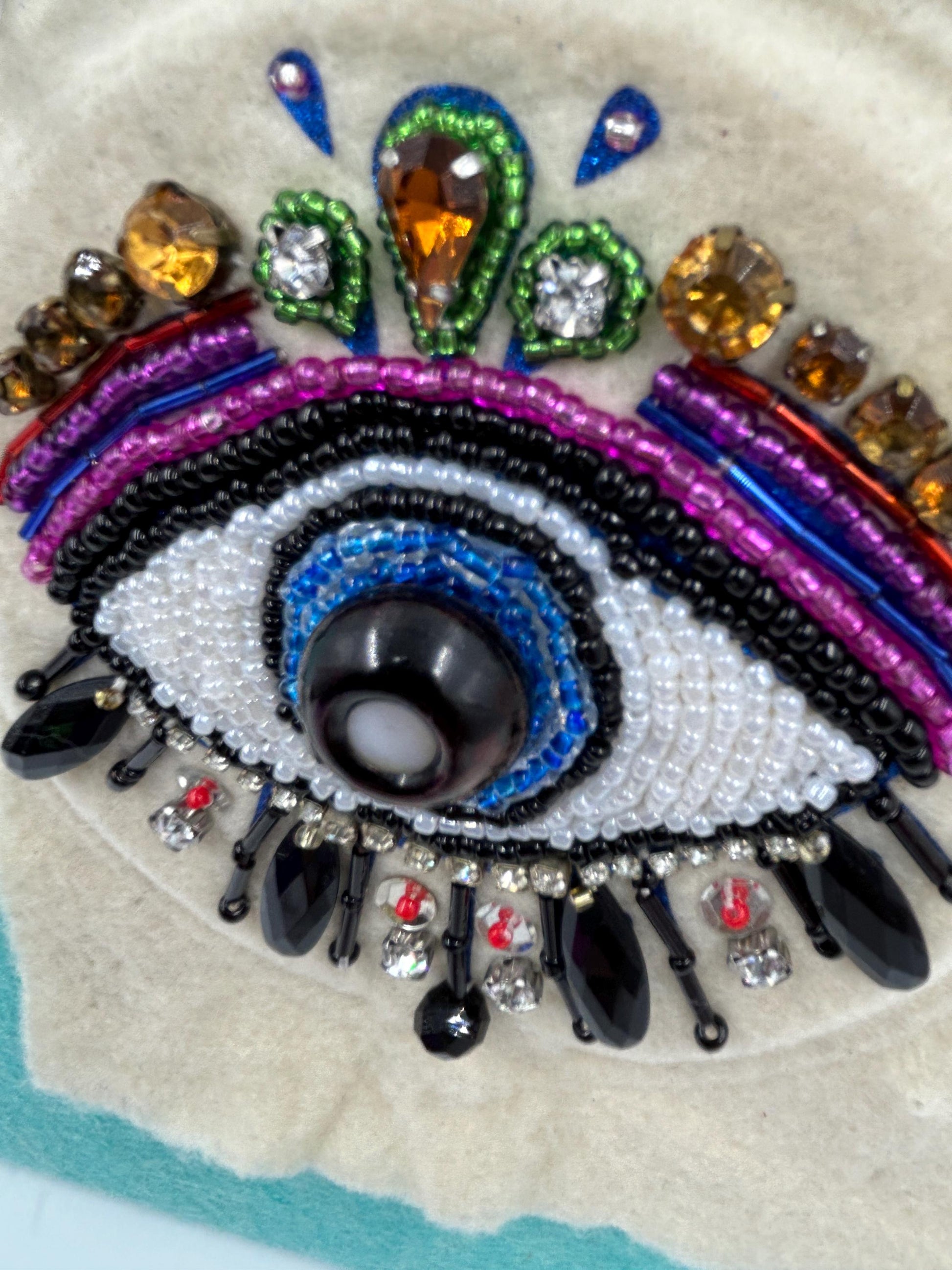 Handmade Evil Eye Beaded Patch | Upcycled Sew-On Applique