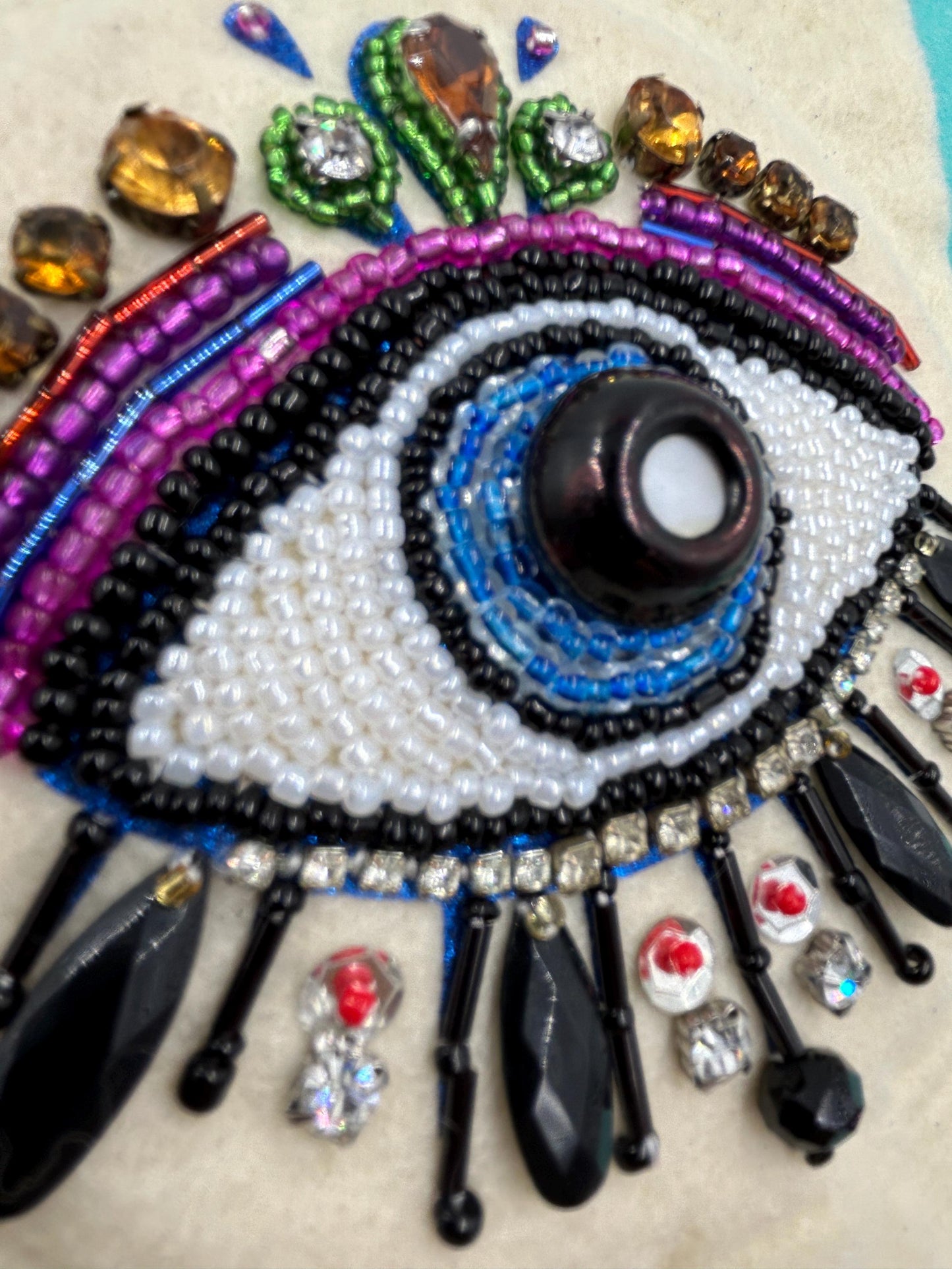 Handmade Evil Eye Beaded Patch | Upcycled Sew-On Applique