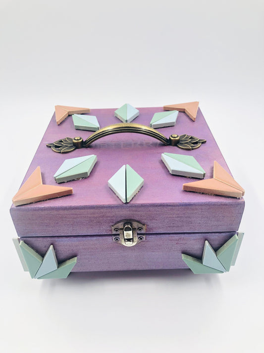 Handmade Purple Essential Oil Storage Box | Wooden Aromatherapy Organizer