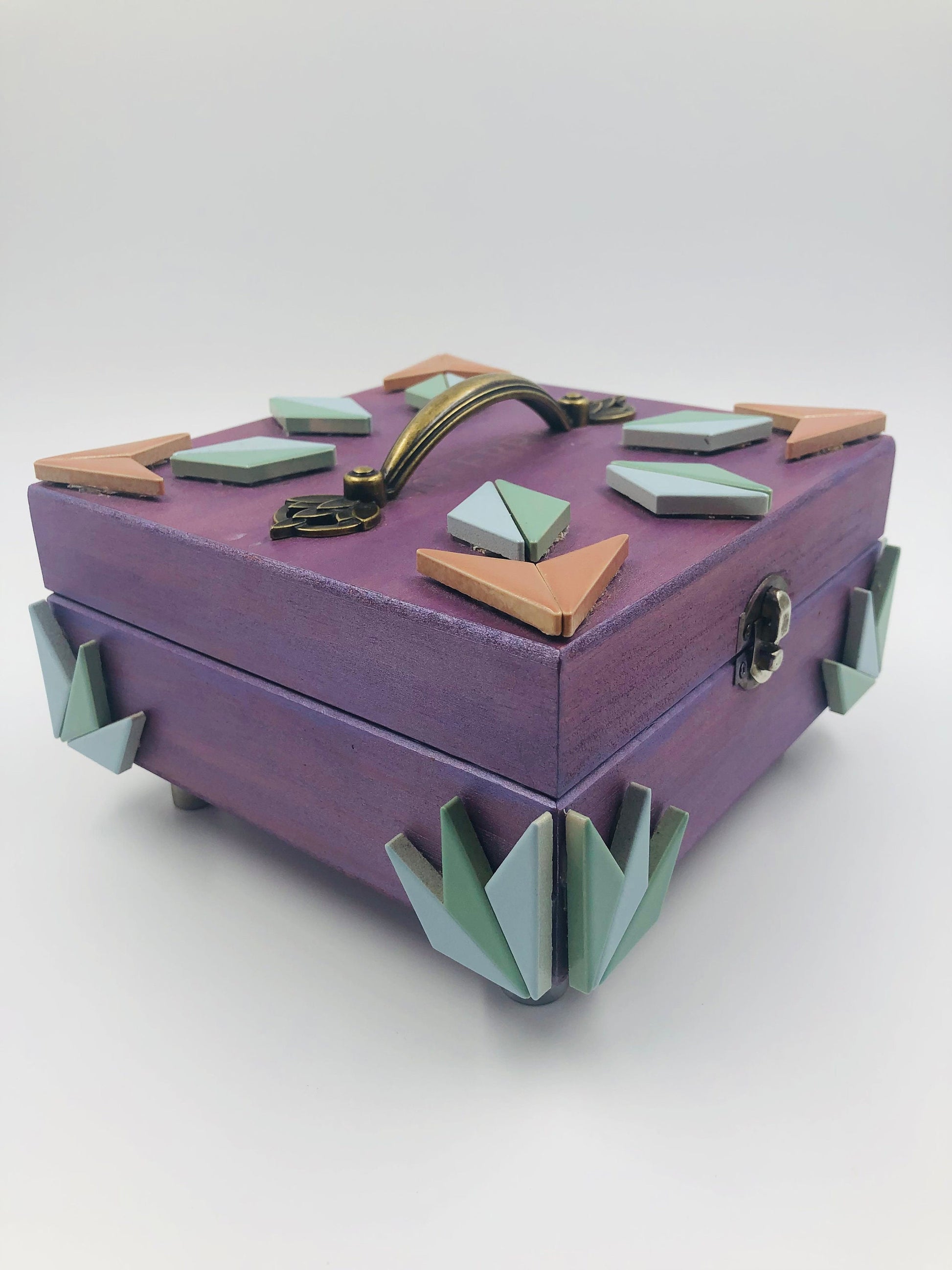 Handmade Purple Essential Oil Storage Box | Wooden Aromatherapy Organizer