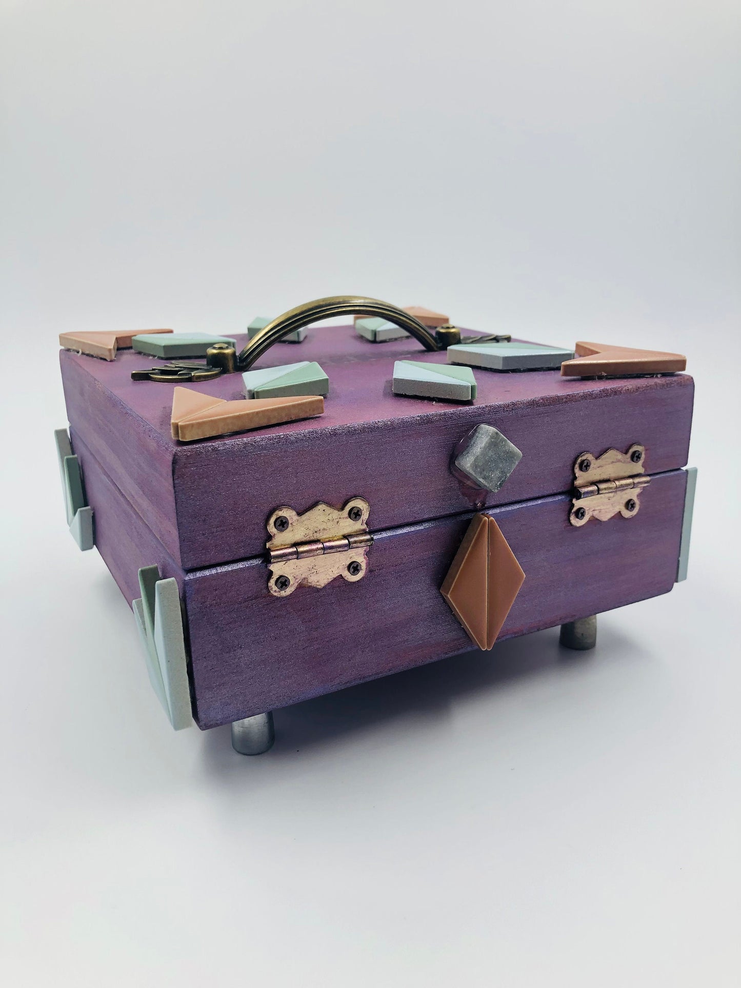 Handmade Purple Essential Oil Storage Box | Wooden Aromatherapy Organizer