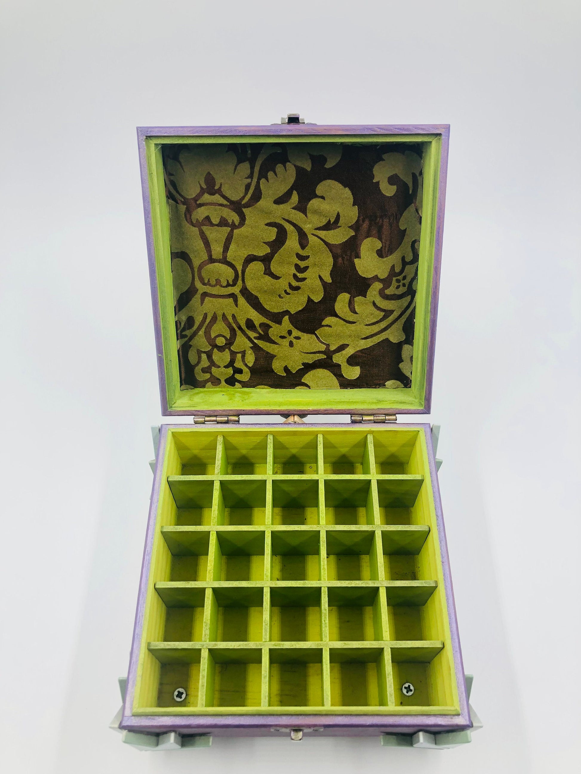 Handmade Purple Essential Oil Storage Box | Wooden Aromatherapy Organizer