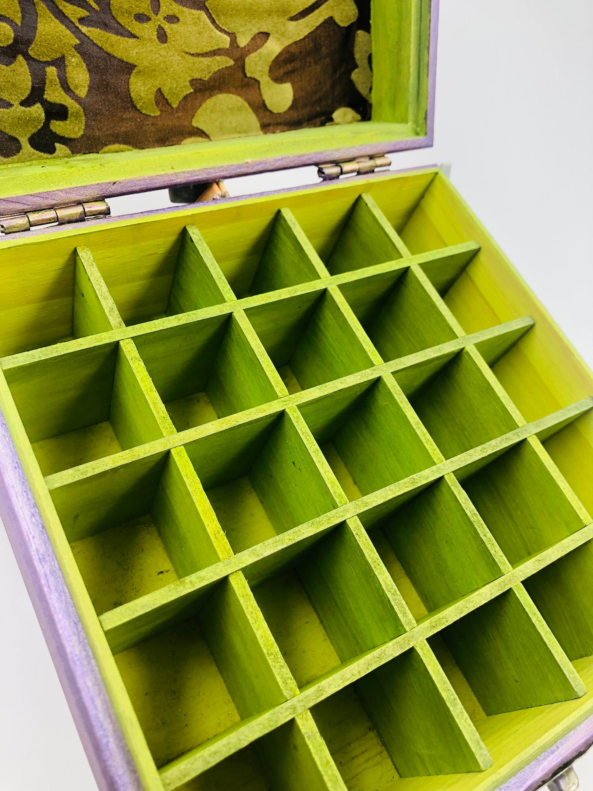 Handmade Purple Essential Oil Storage Box | Wooden Aromatherapy Organizer