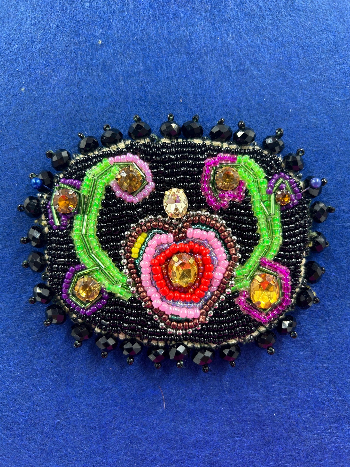 Heart Vine Patch Beaded | Velvet Backing | Upcycled Jewelry & Seed Beads | Handmade