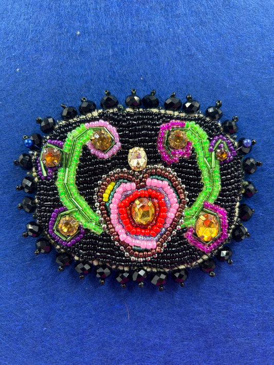 Heart Vine Patch Beaded | Velvet Backing | Upcycled Jewelry & Seed Beads | Handmade