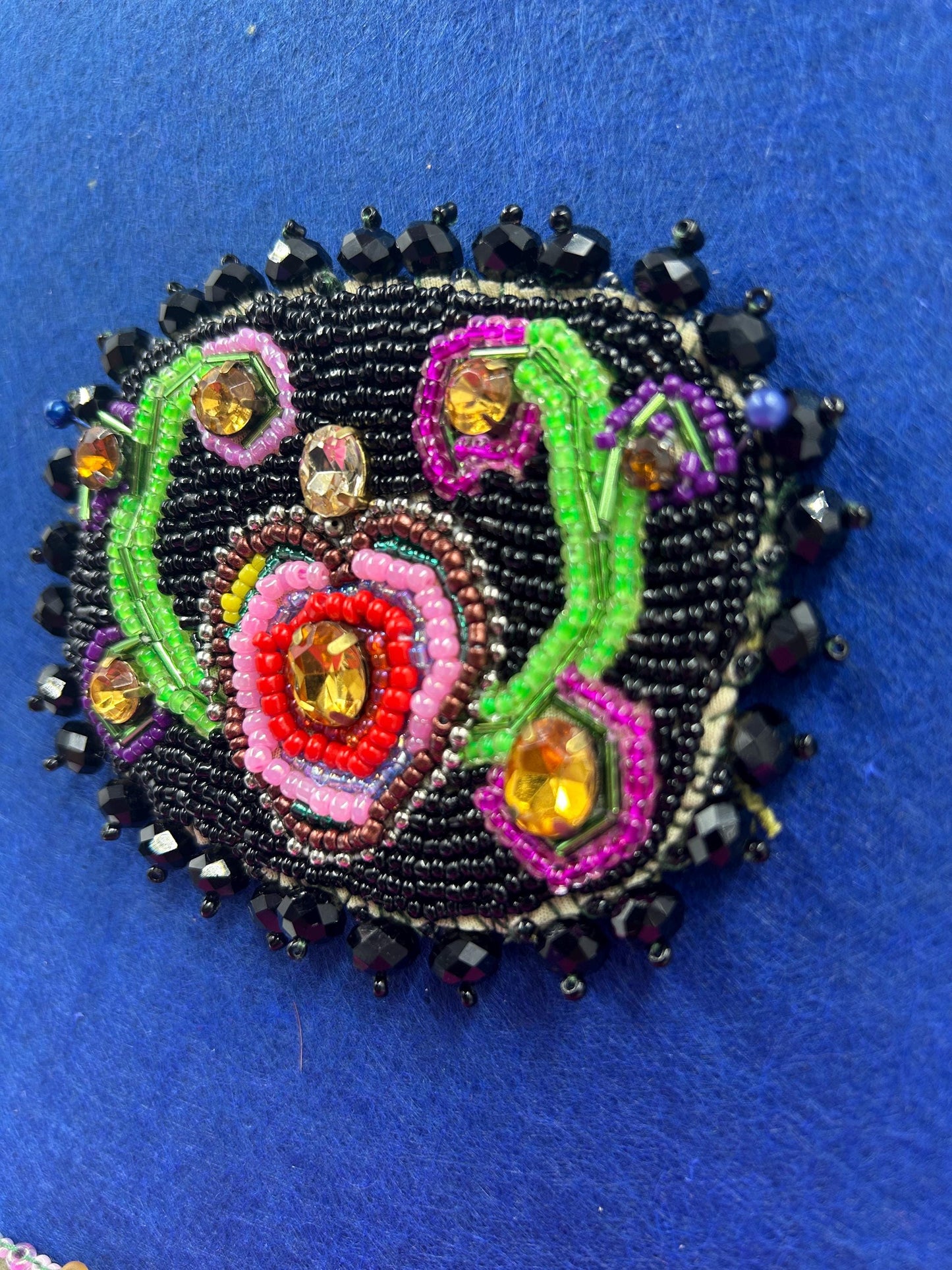 Heart Vine Patch Beaded | Velvet Backing | Upcycled Jewelry & Seed Beads | Handmade