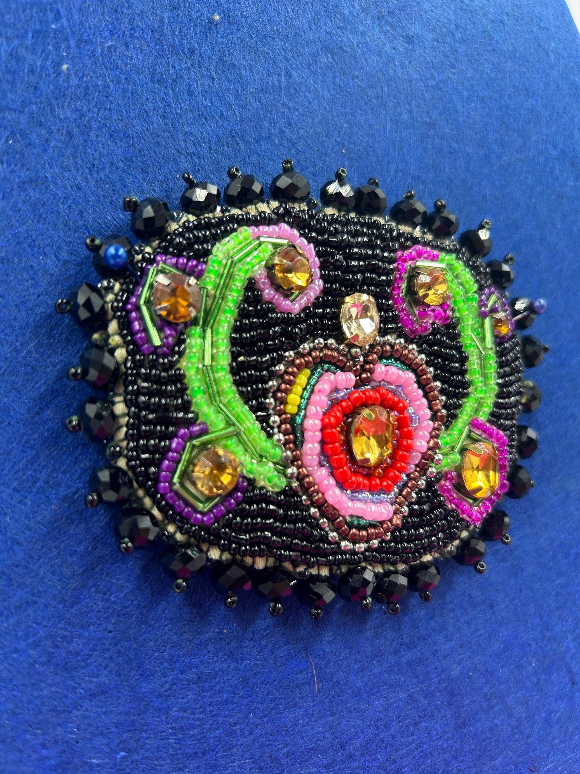 Heart Vine Patch Beaded | Velvet Backing | Upcycled Jewelry & Seed Beads | Handmade