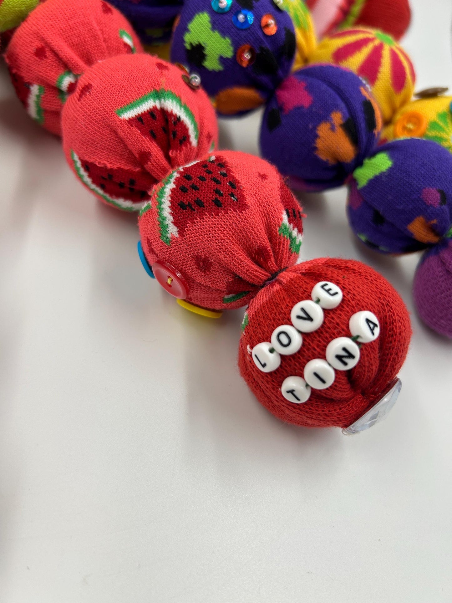 Lady Lola Socktopus | Handmade Octopus Plush | Bead Embroidered & Upcycled Sock Art