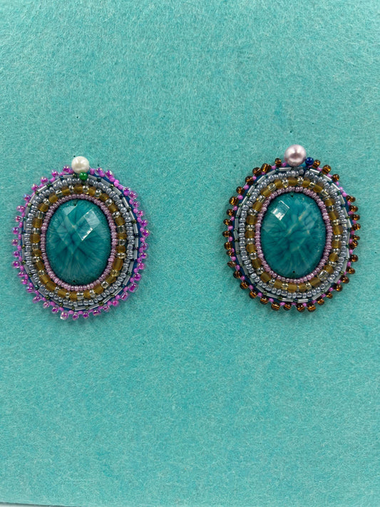 Oval Patches Bead Embroidered | Upcycled Rhinestones & Pearls | Handmade Appliques