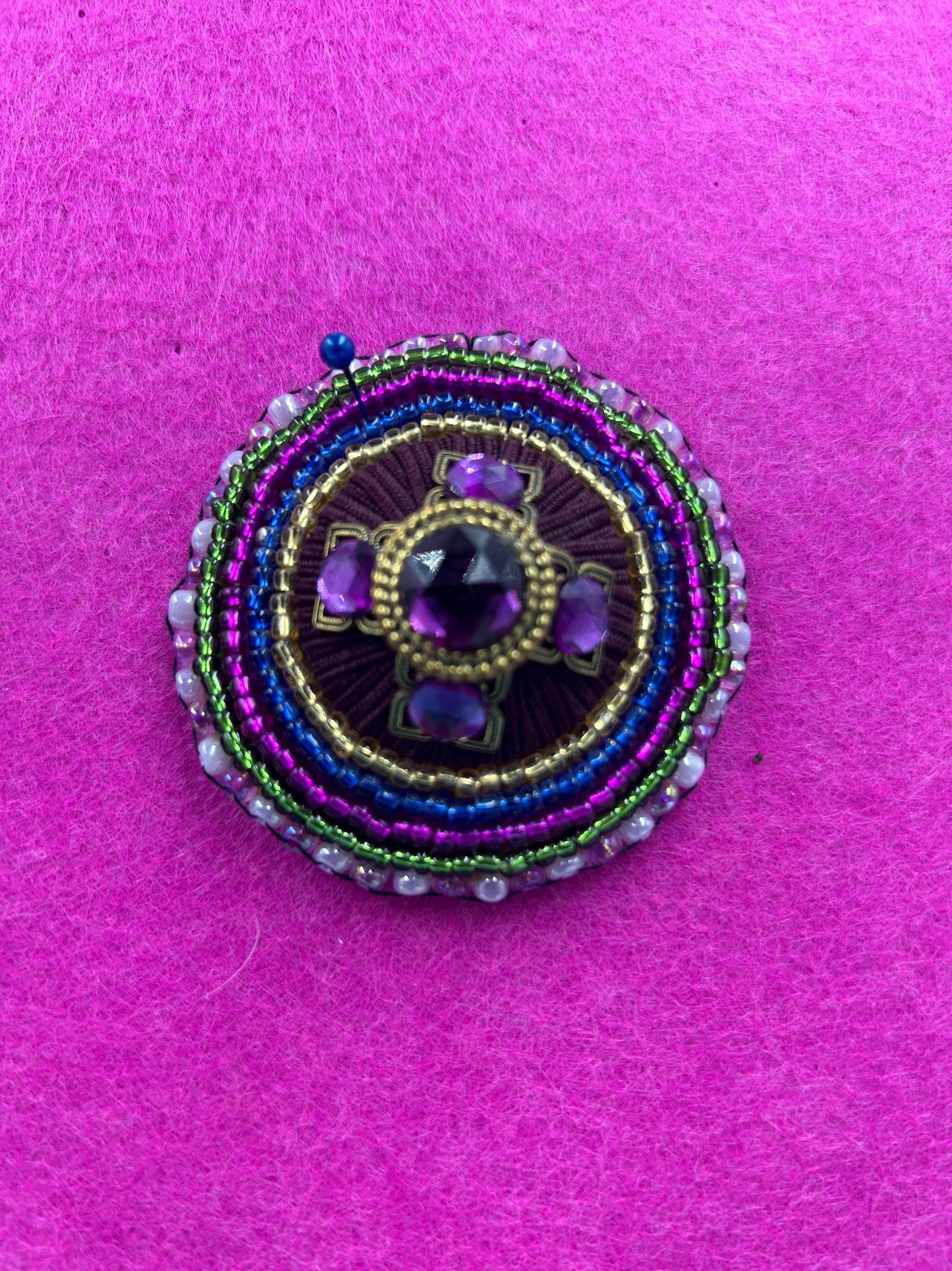 Round Patches Bead Embroidered | Upcycled Jewelry & Seed Beads | Velvet Backing