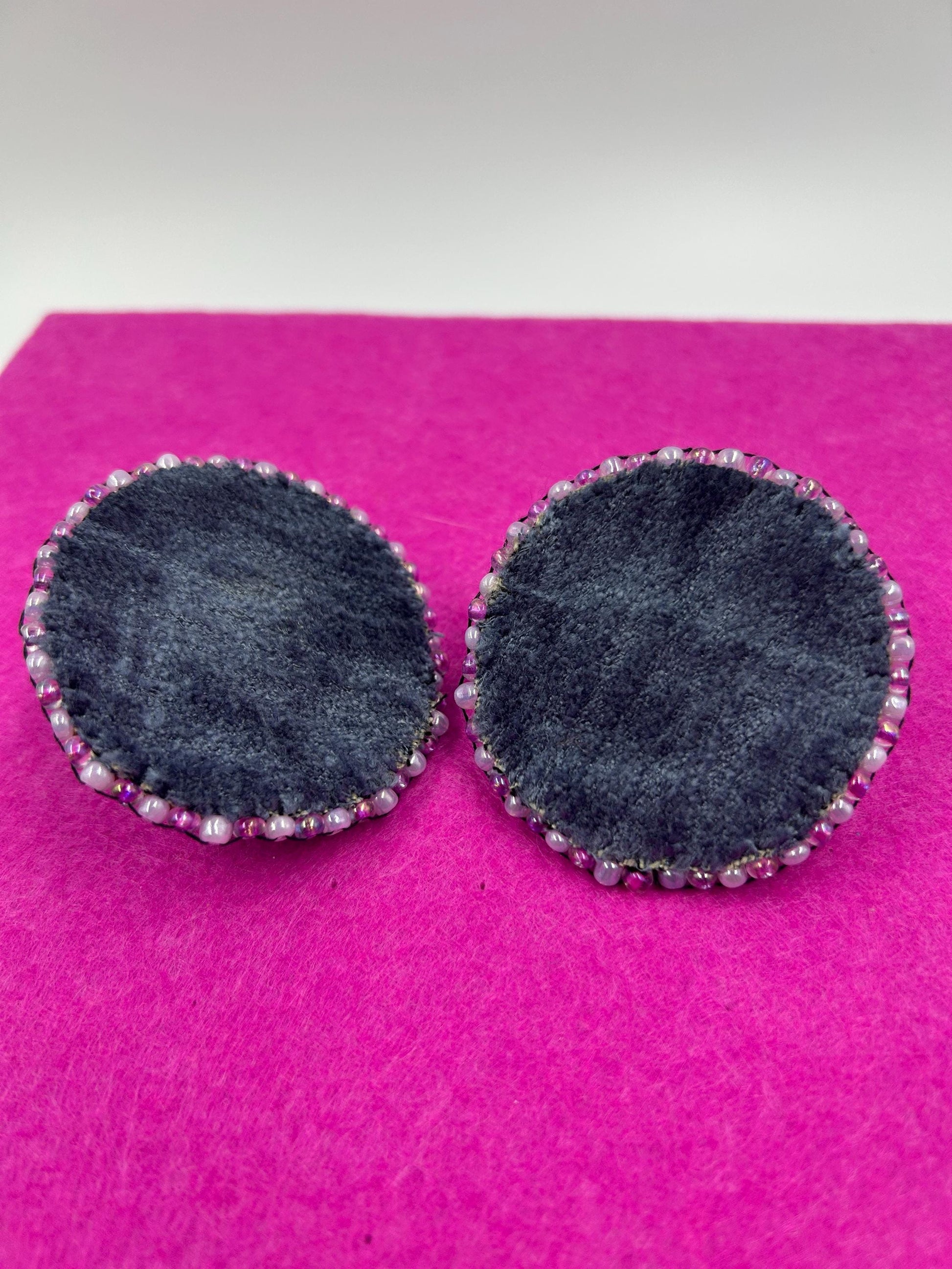 Round Patches Bead Embroidered | Upcycled Jewelry & Seed Beads | Velvet Backing