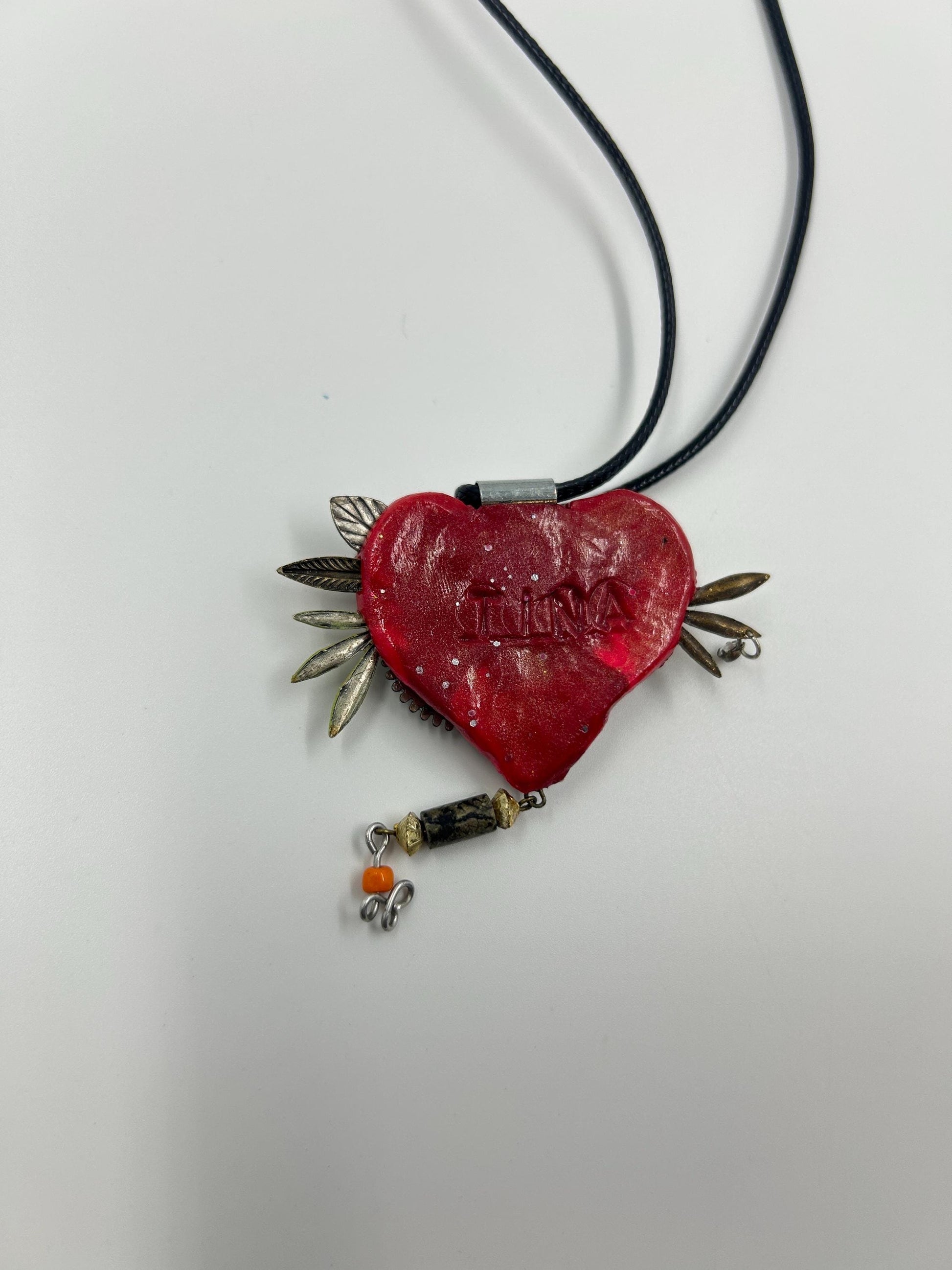 Steampunk Heart Key Necklace – Handmade Mixed Media Pendant
