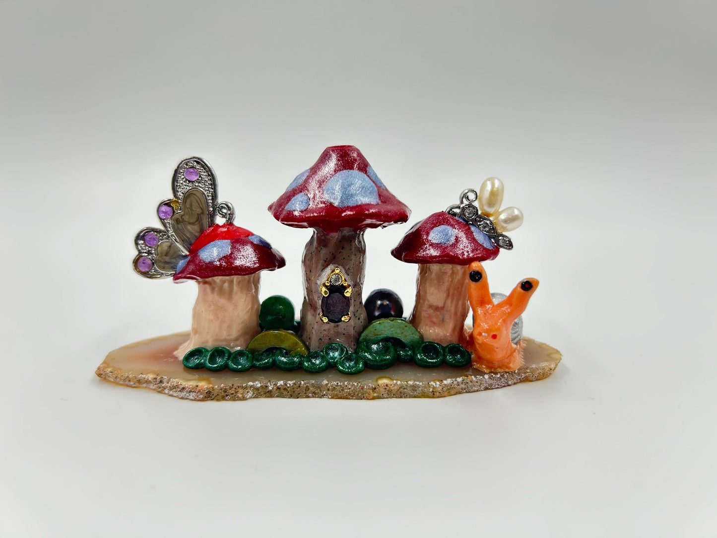 The Enchanted Grove Incense Holder — Handcrafted Fairy Mushroom Sculpture
