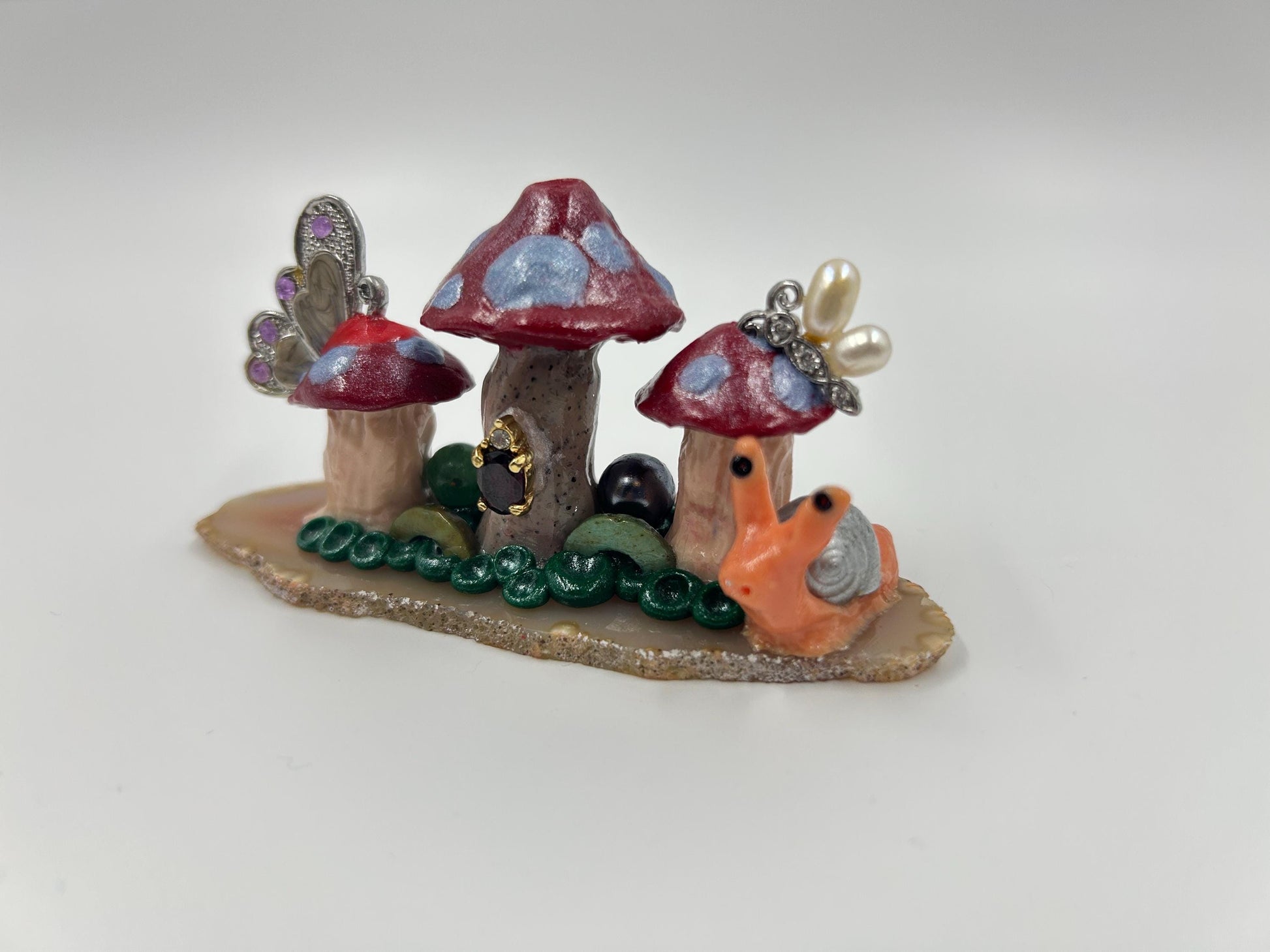 The Enchanted Grove Incense Holder — Handcrafted Fairy Mushroom Sculpture