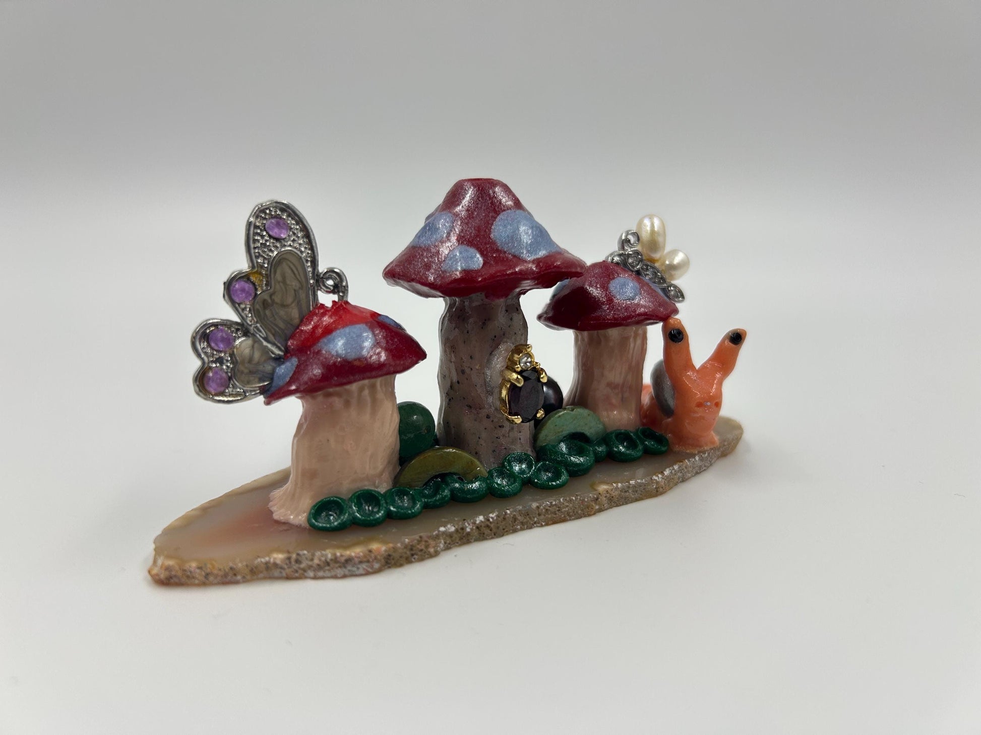 The Enchanted Grove Incense Holder — Handcrafted Fairy Mushroom Sculpture