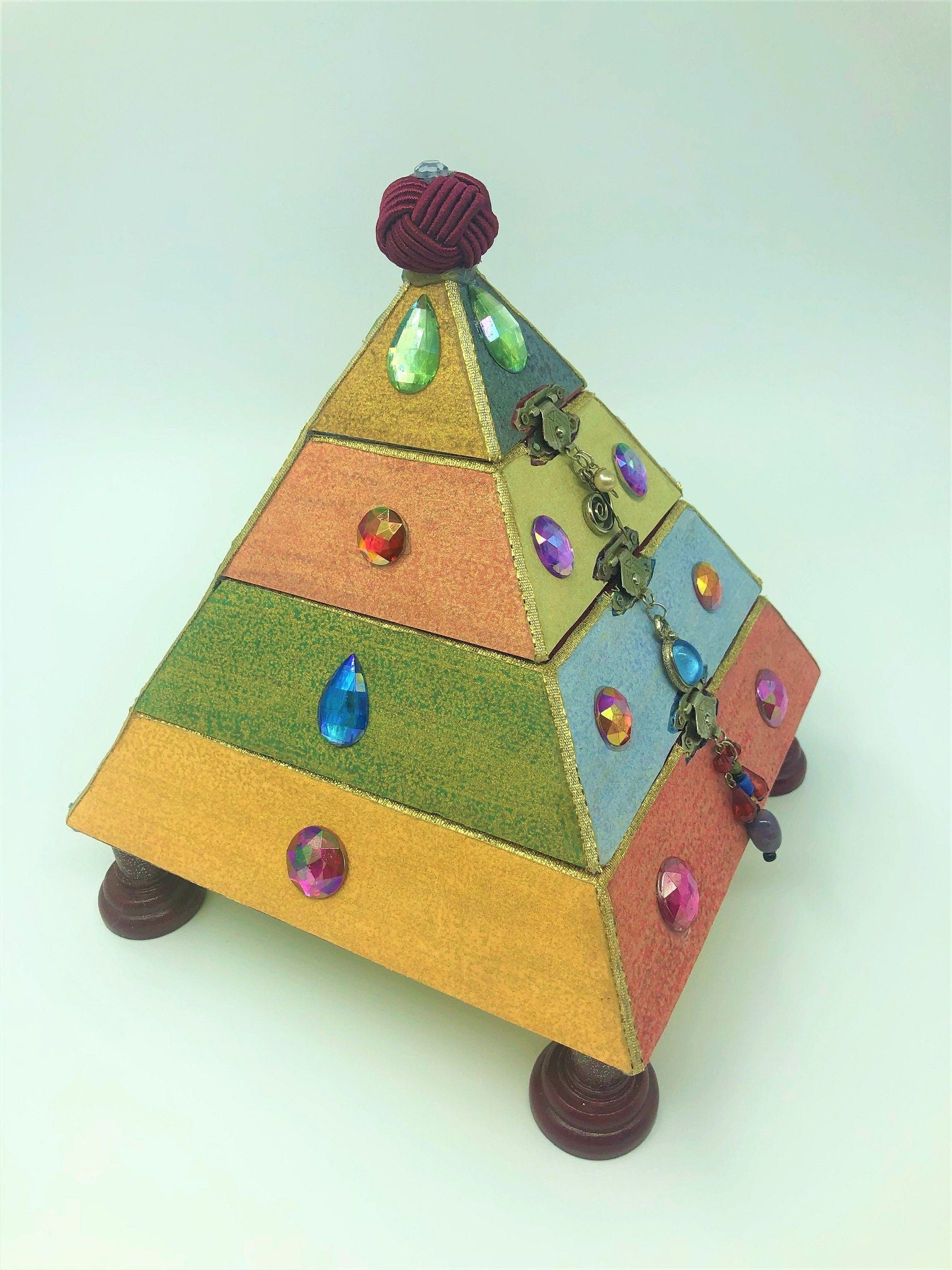 Upcycled Pyramid Jewelry Box | Handmade Geometric Keepsake