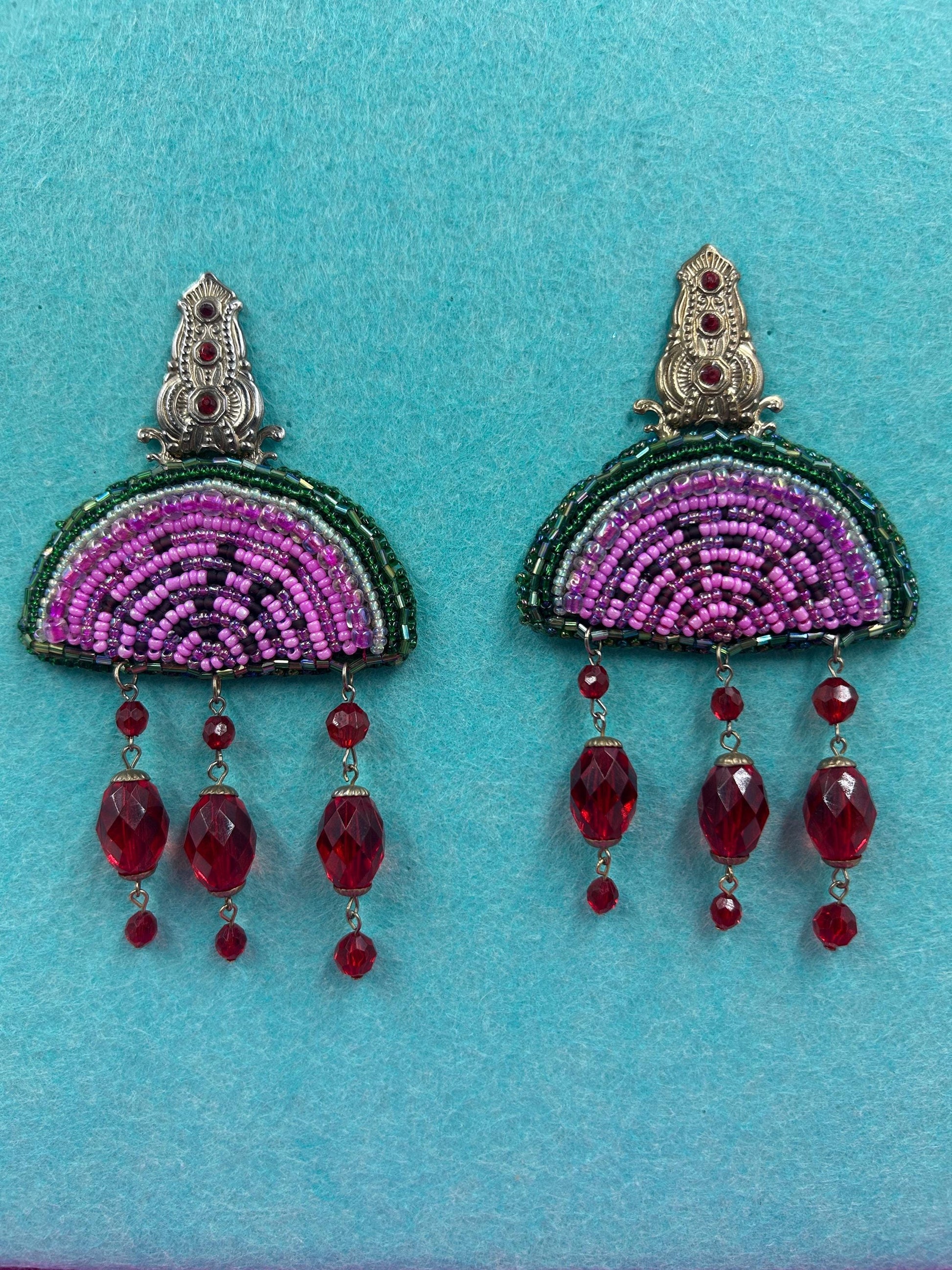 Watermelon Beaded Earrings | Upcycled Boho Dangle Earrings