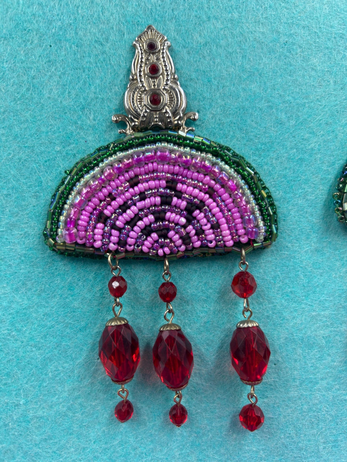 Watermelon Beaded Earrings | Upcycled Boho Dangle Earrings