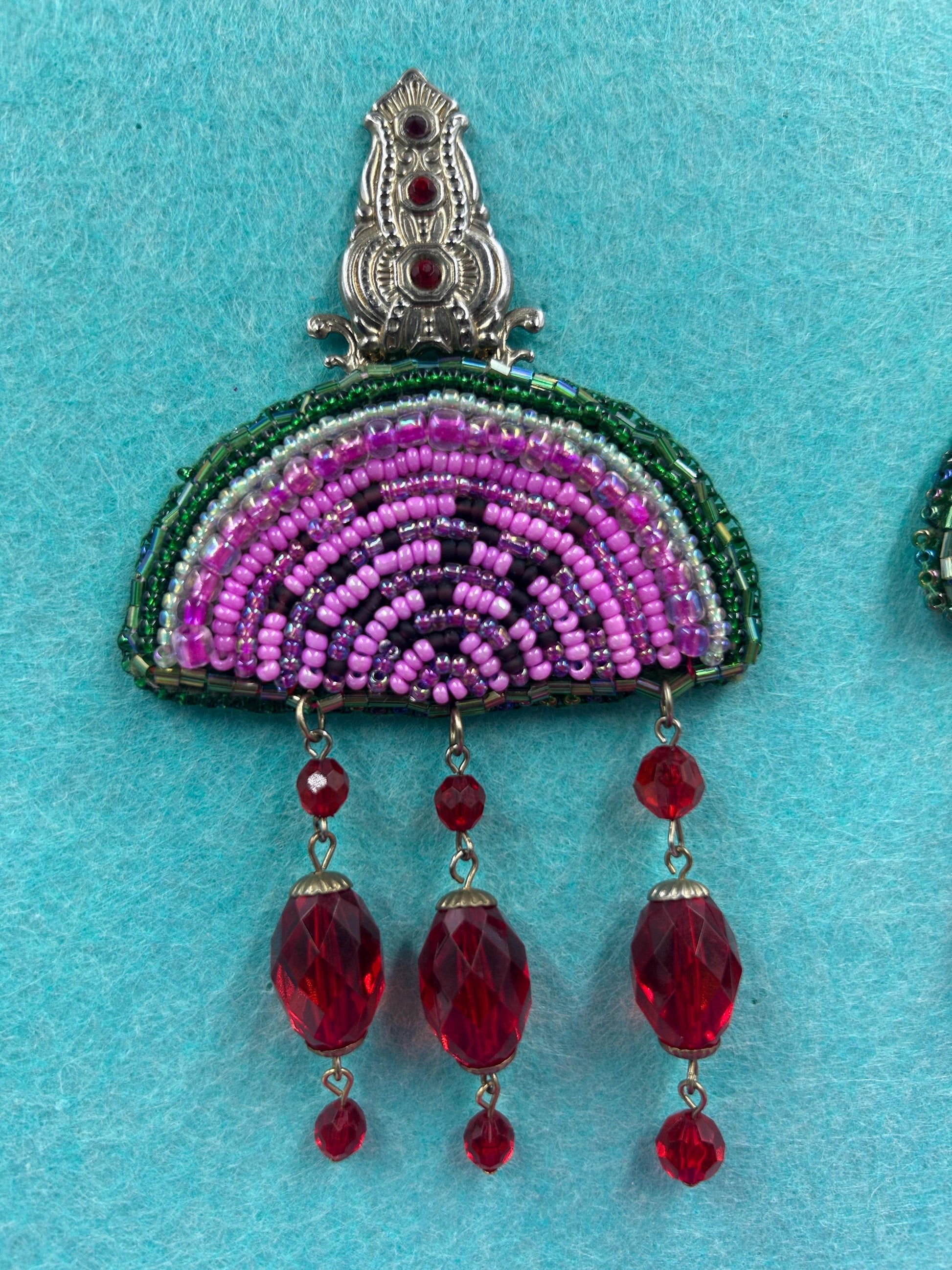 Watermelon Beaded Earrings | Upcycled Boho Dangle Earrings