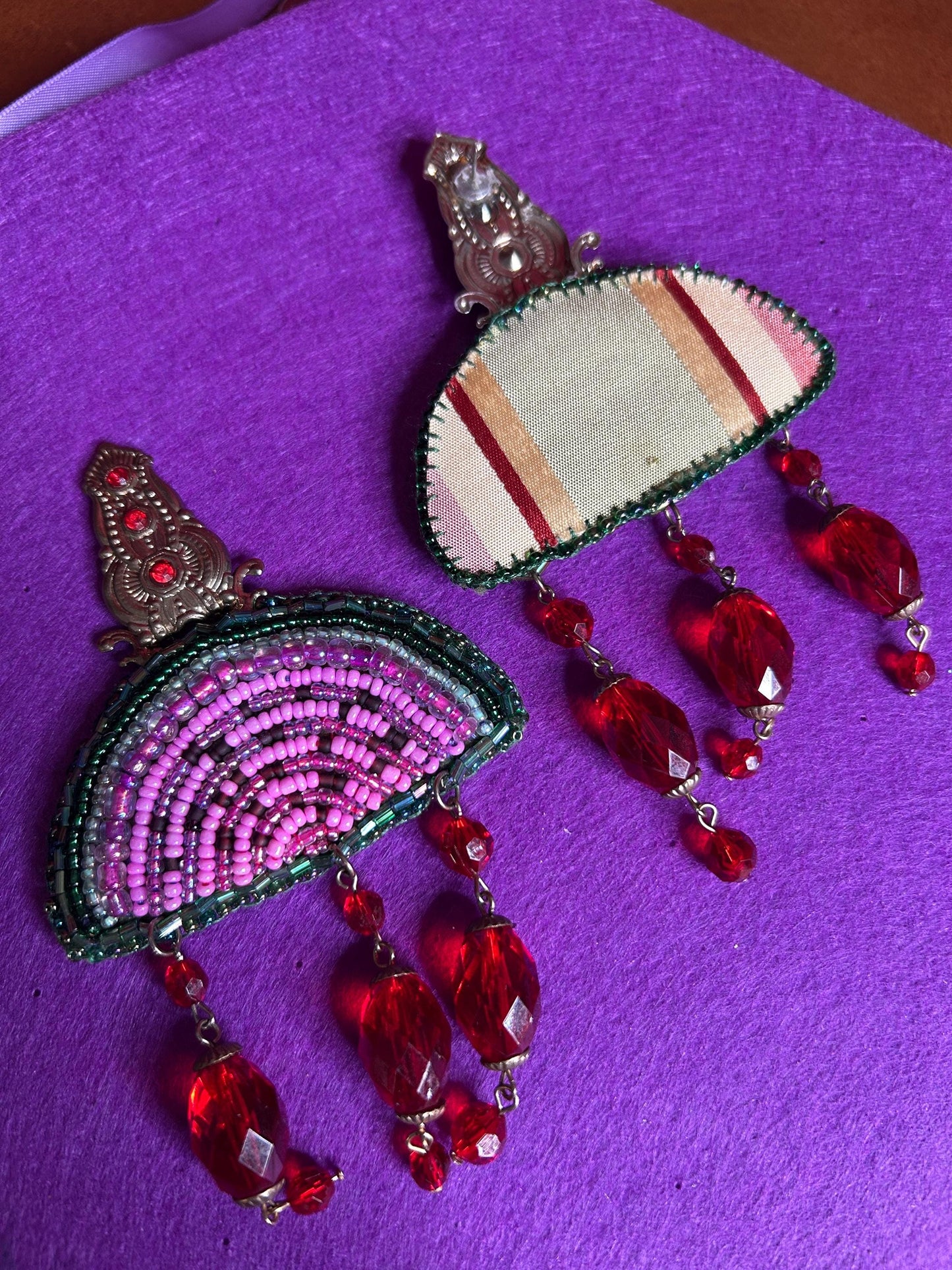 Watermelon Beaded Earrings | Upcycled Boho Dangle Earrings