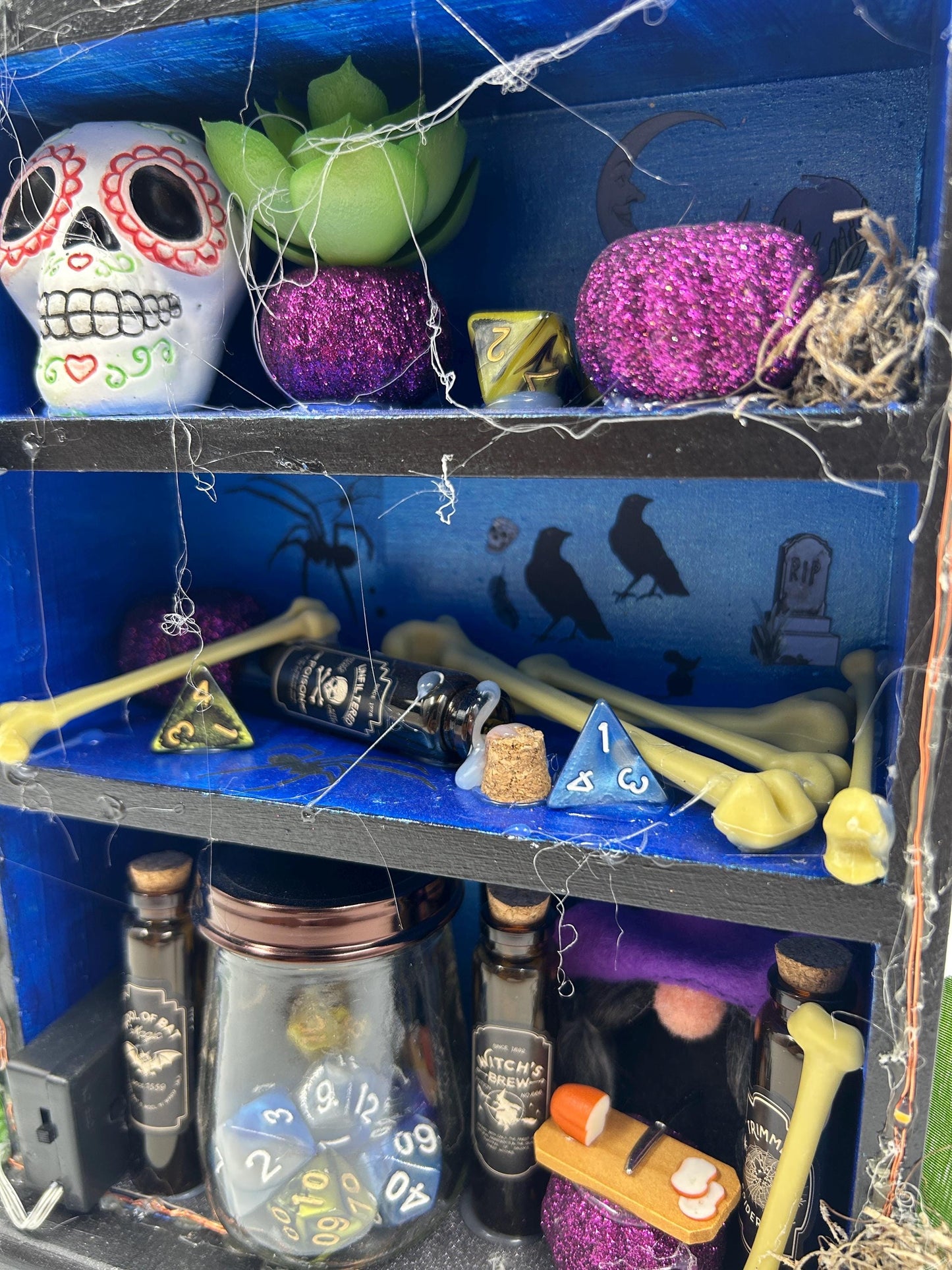 Witch’s Cabinet | Spooky Trinket Shelf | Miniature Potion & Magic Display