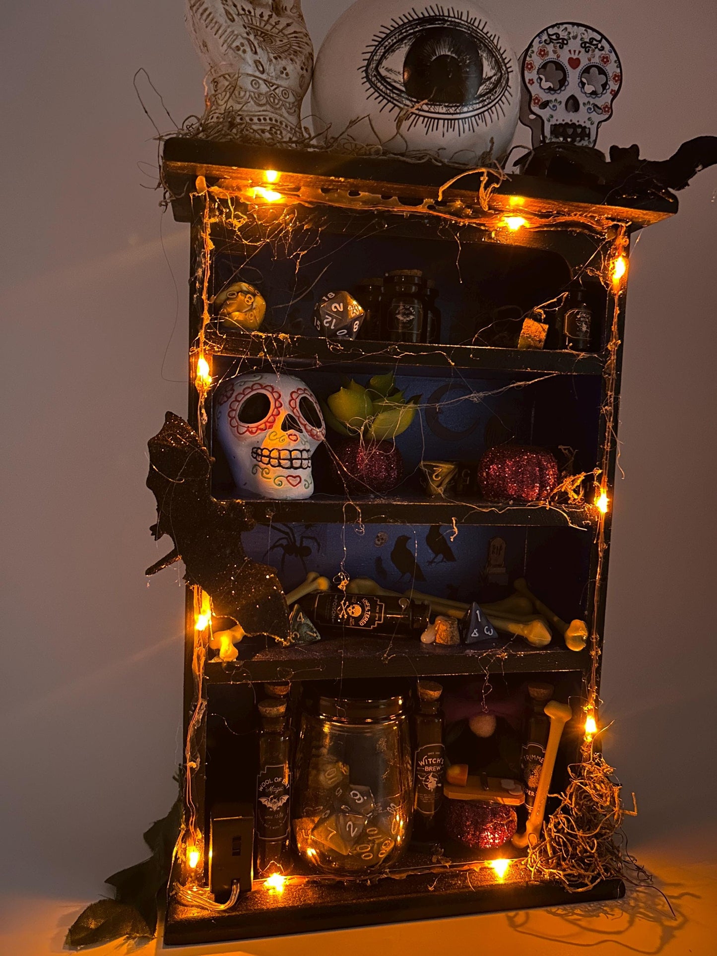 Witch’s Cabinet | Spooky Trinket Shelf | Miniature Potion & Magic Display
