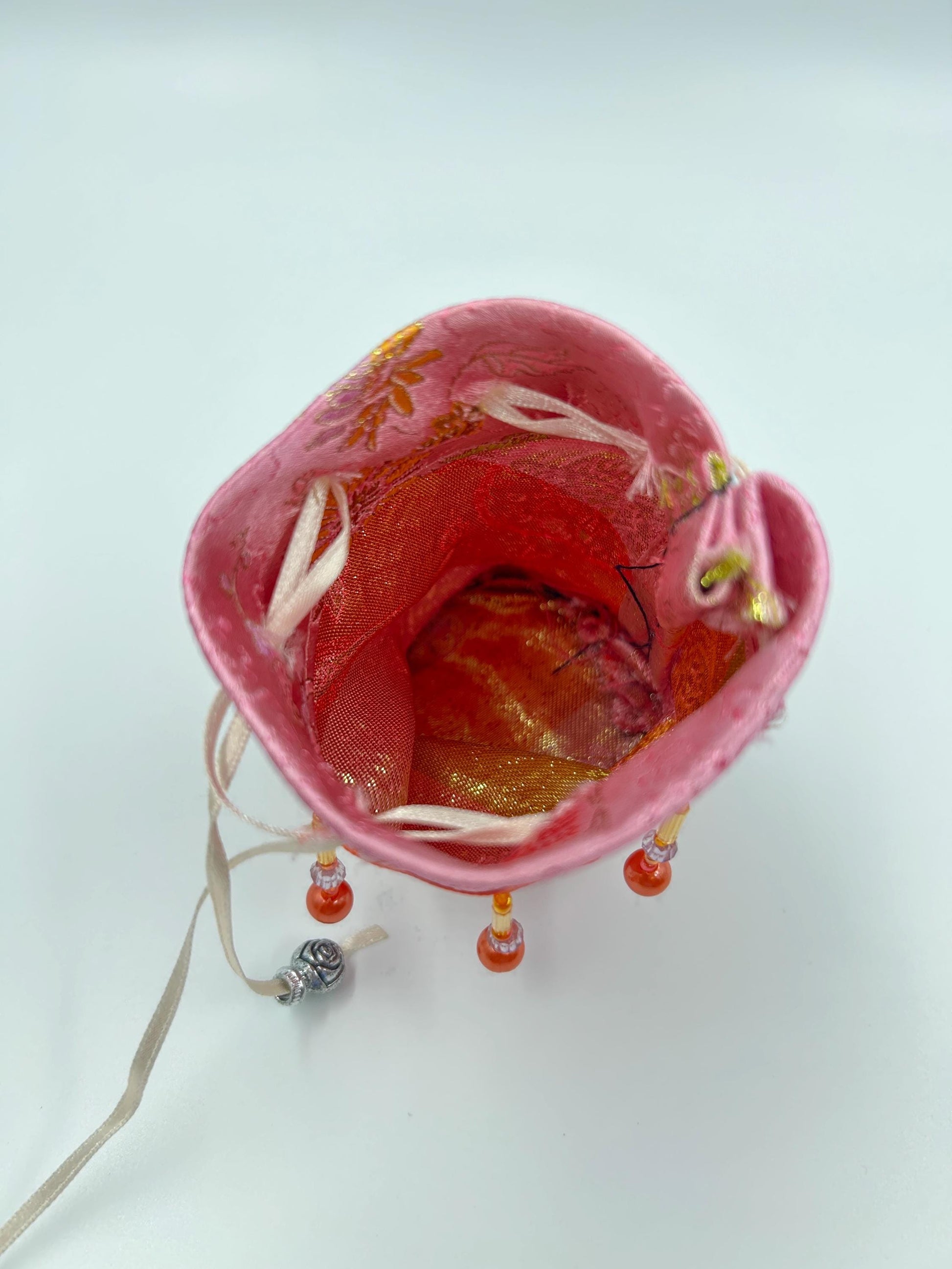 The Rose Blossom Pouch – Upcycled Curtain Jewelry Bag