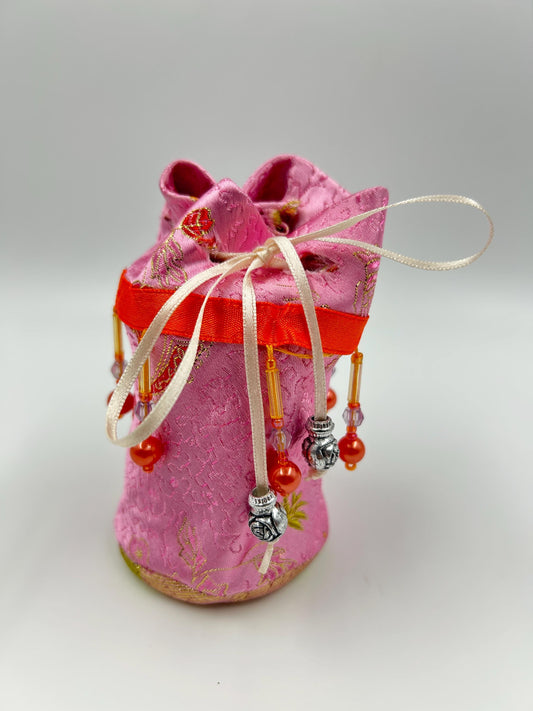 The Rose Blossom Pouch – Upcycled Curtain Jewelry Bag